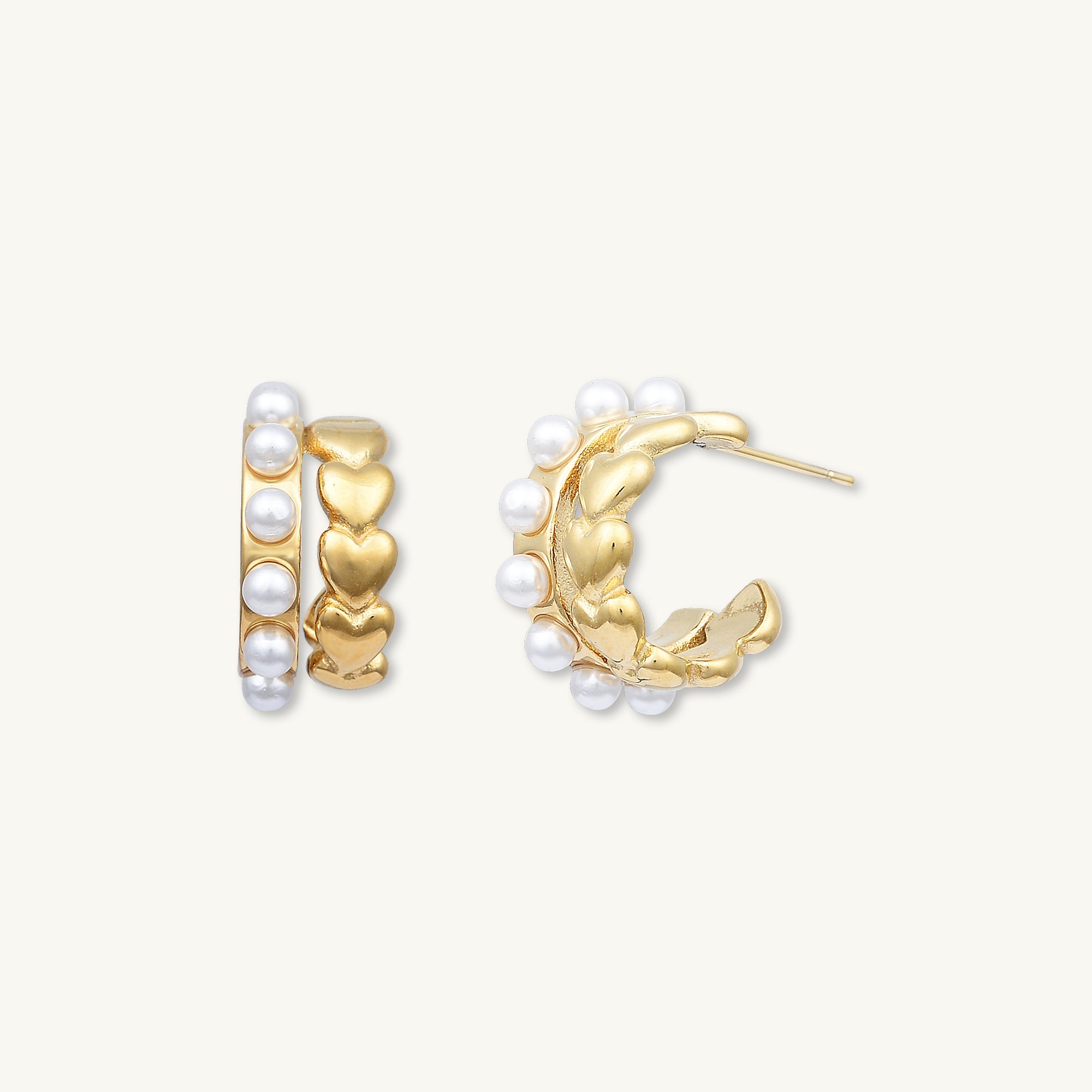 Clara Pearl Heart Earrings - Camile & Stone