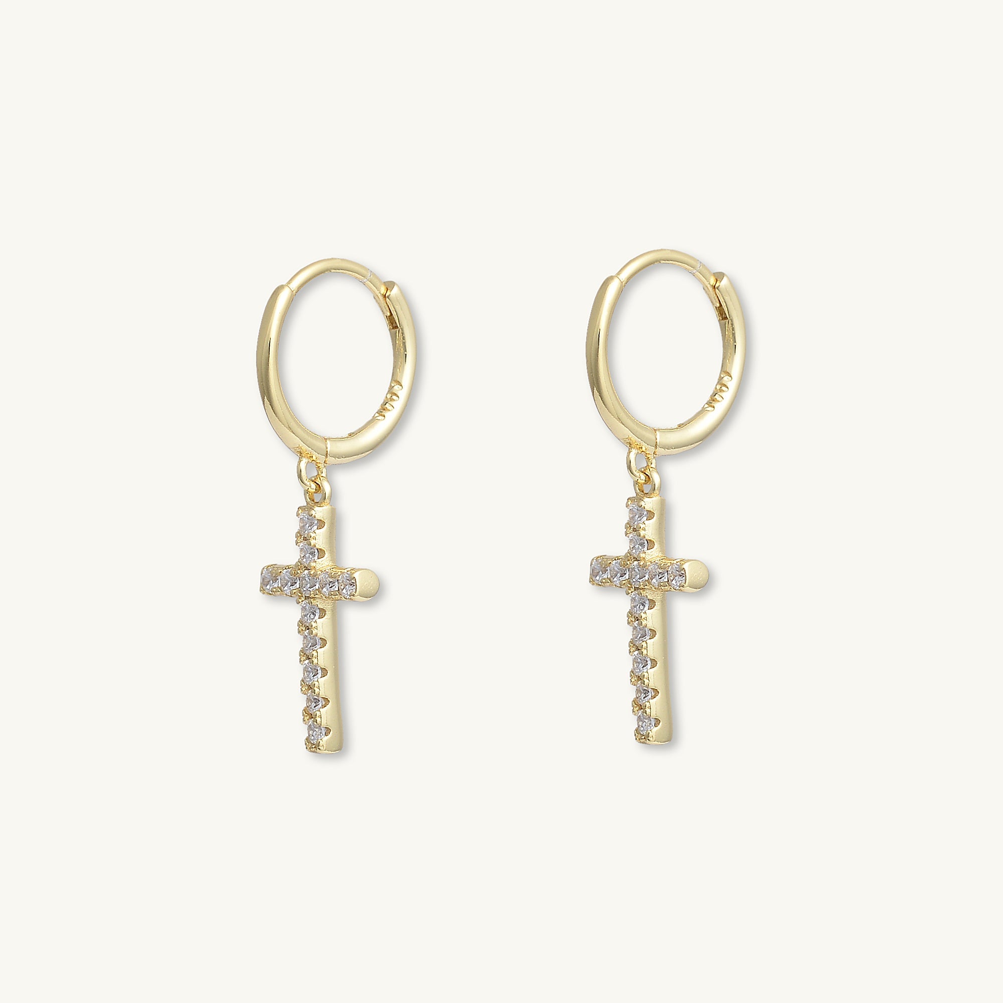 Classic Cross Zirconia Huggie Earrings - Camile & Stone