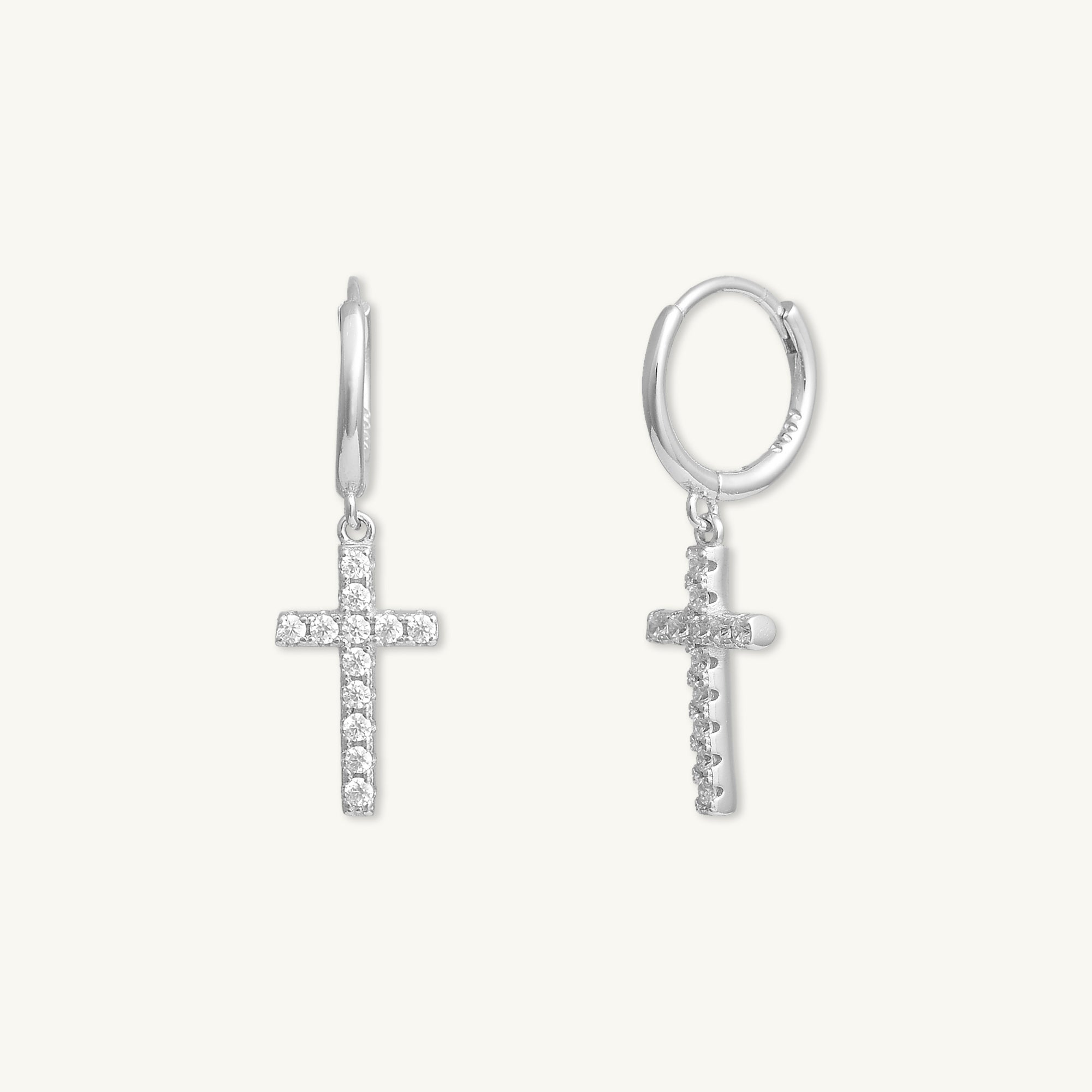Classic Cross Zirconia Huggie Earrings - Camile & Stone