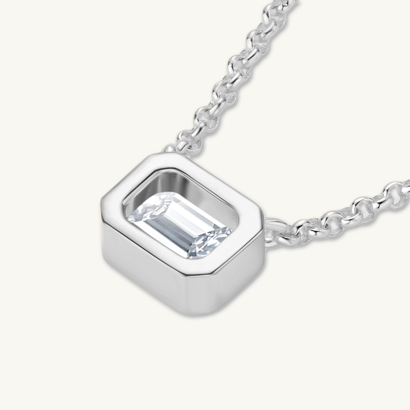 Classic Emerald Bezel Moissanite Necklace 1 Carat - Camile & Stone