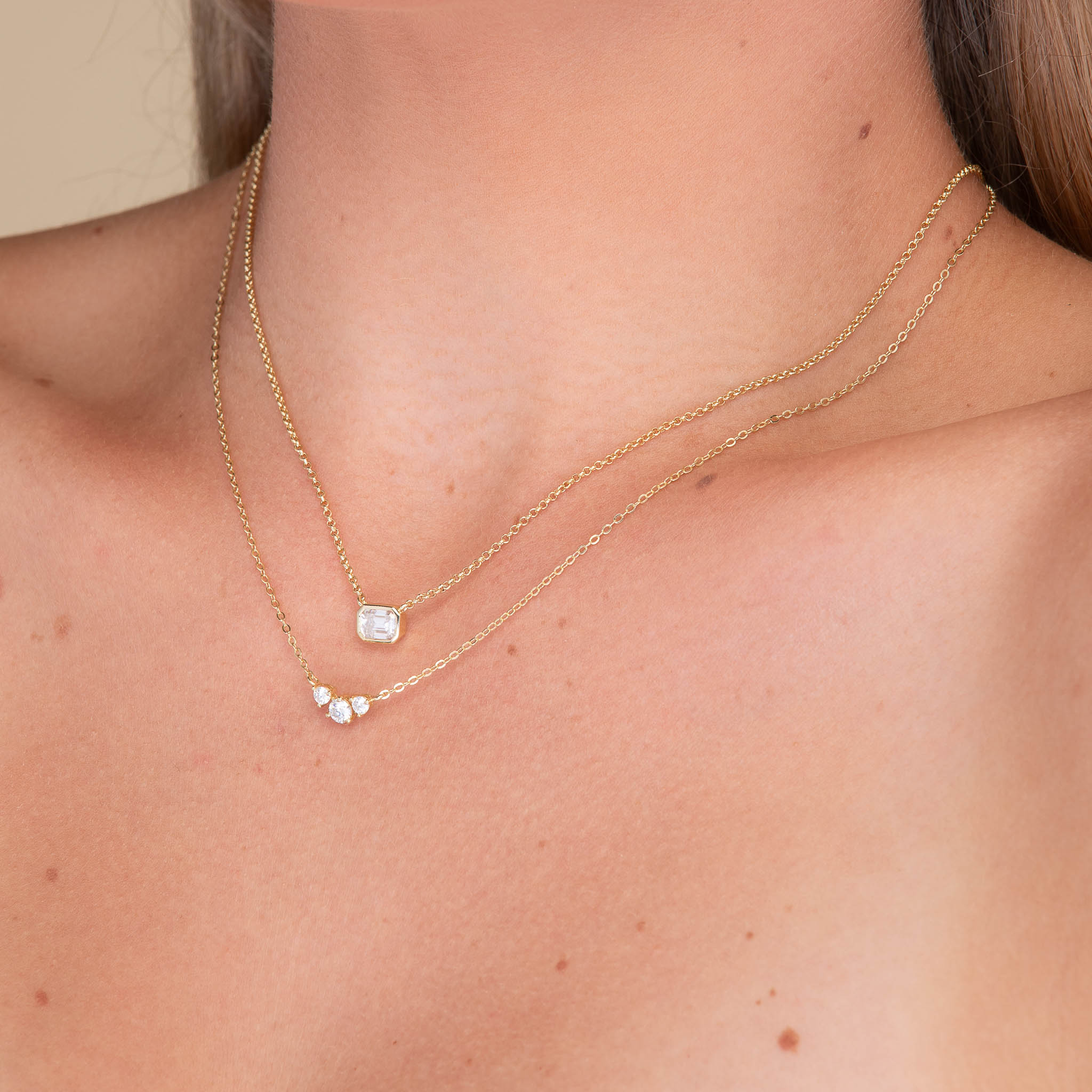 Classic Emerald Bezel Moissanite Necklace 1 Carat - Camile & Stone