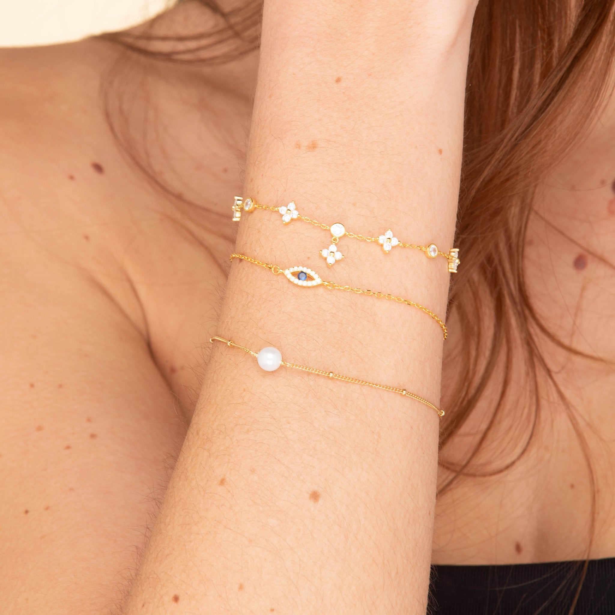 Clover Bezel Station Chain Bracelet - Camile & Stone