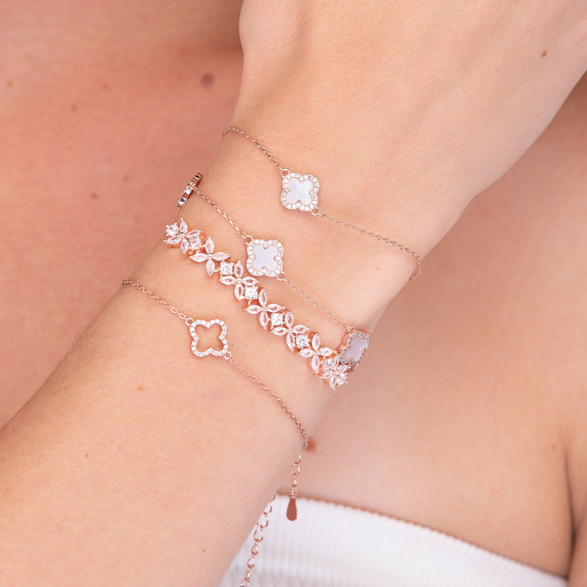 Clover Marquise Tennis Chain Bracelet - Camile & Stone