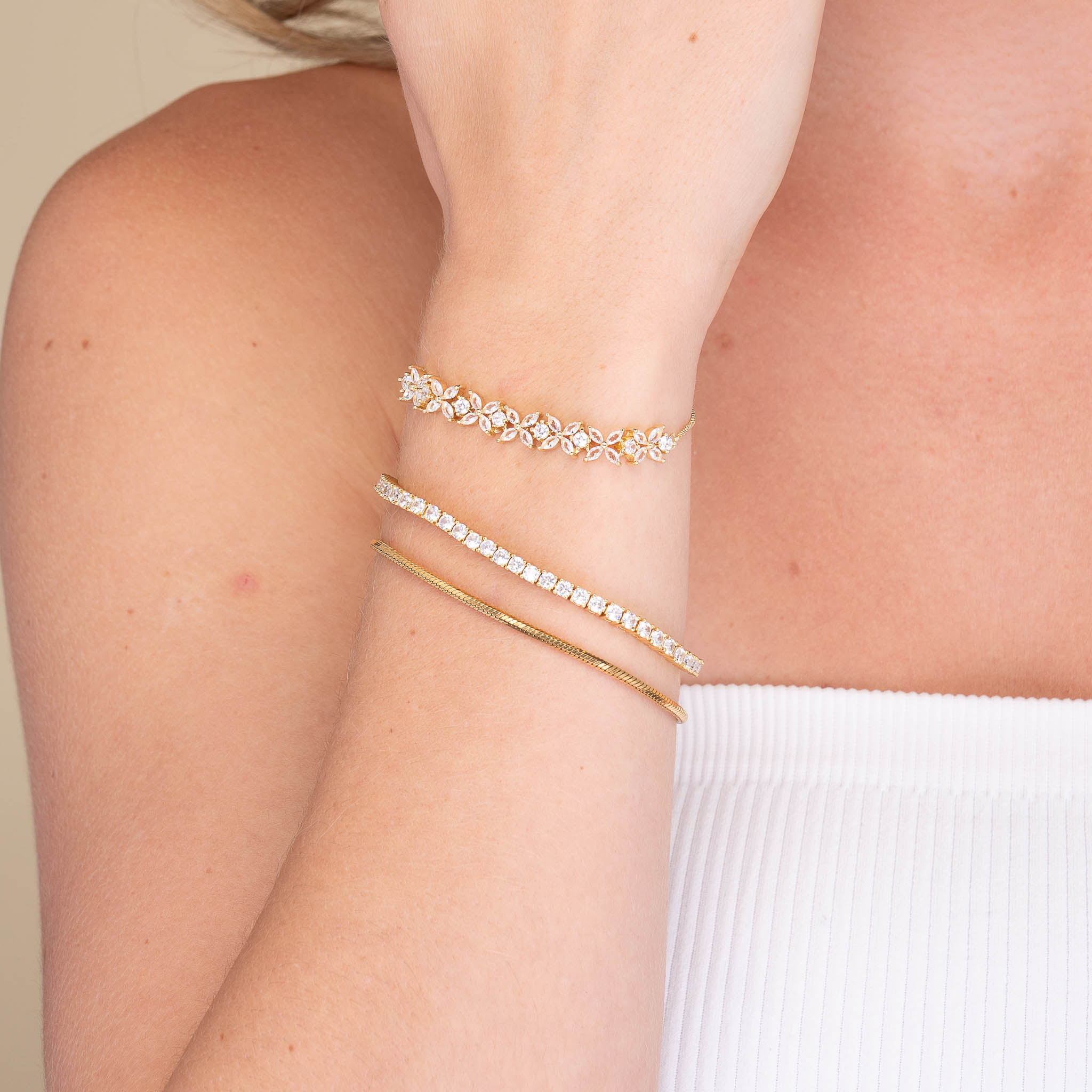 Clover Marquise Tennis Chain Bracelet - Camile & Stone