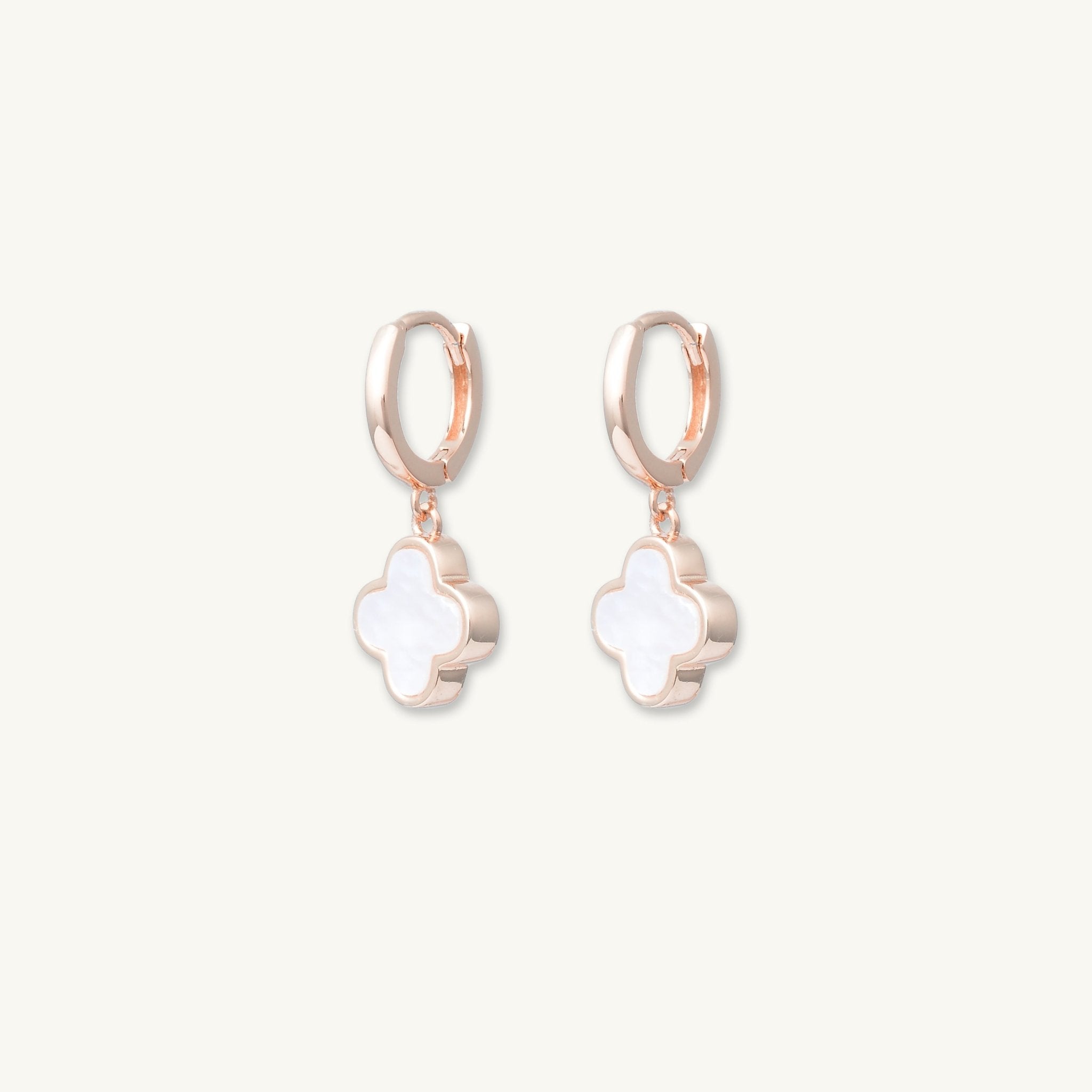 Clover Mother Of Pearl Huggie Earrings - Camile & Stone