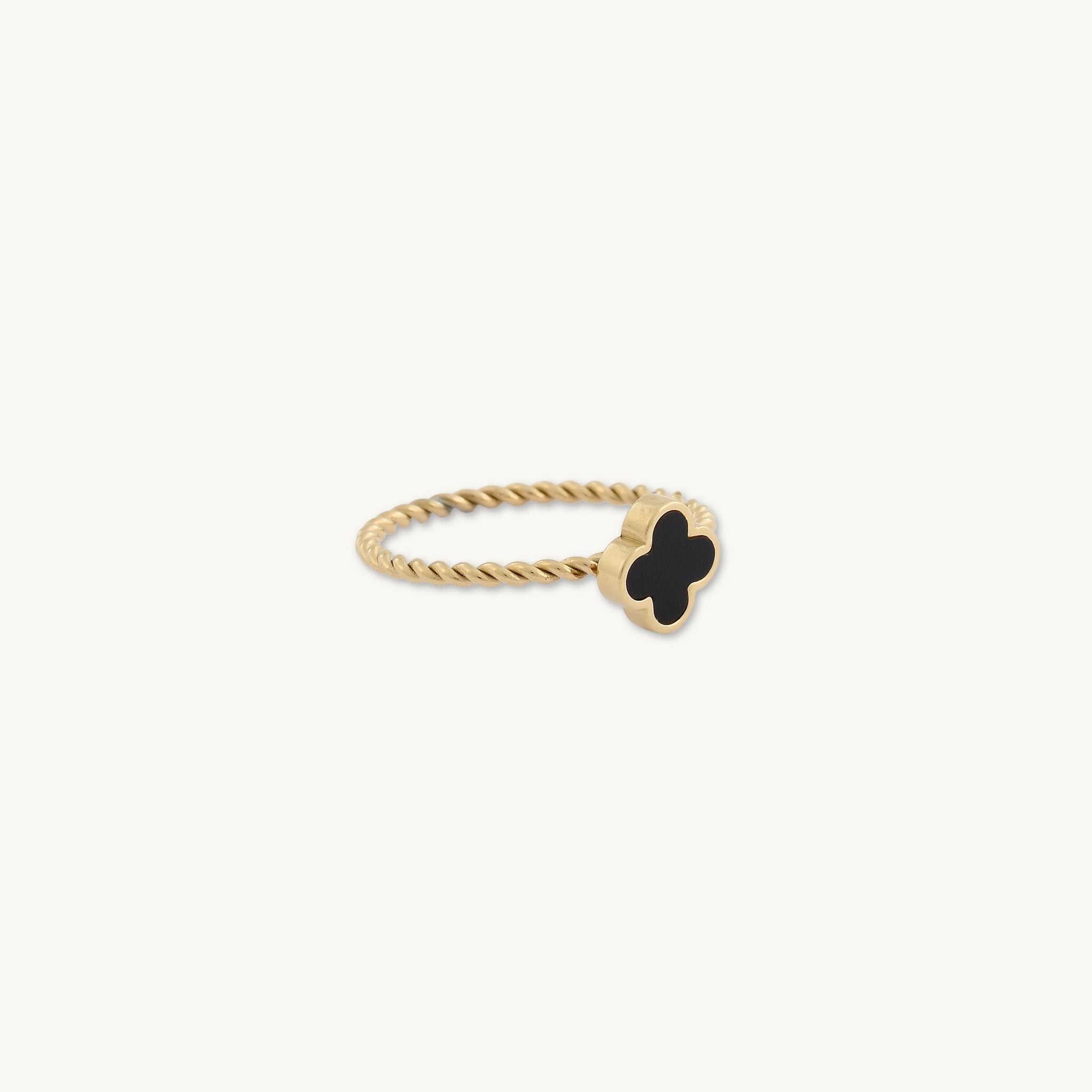 Clover Noir Twist Stacker Ring - Camile & Stone