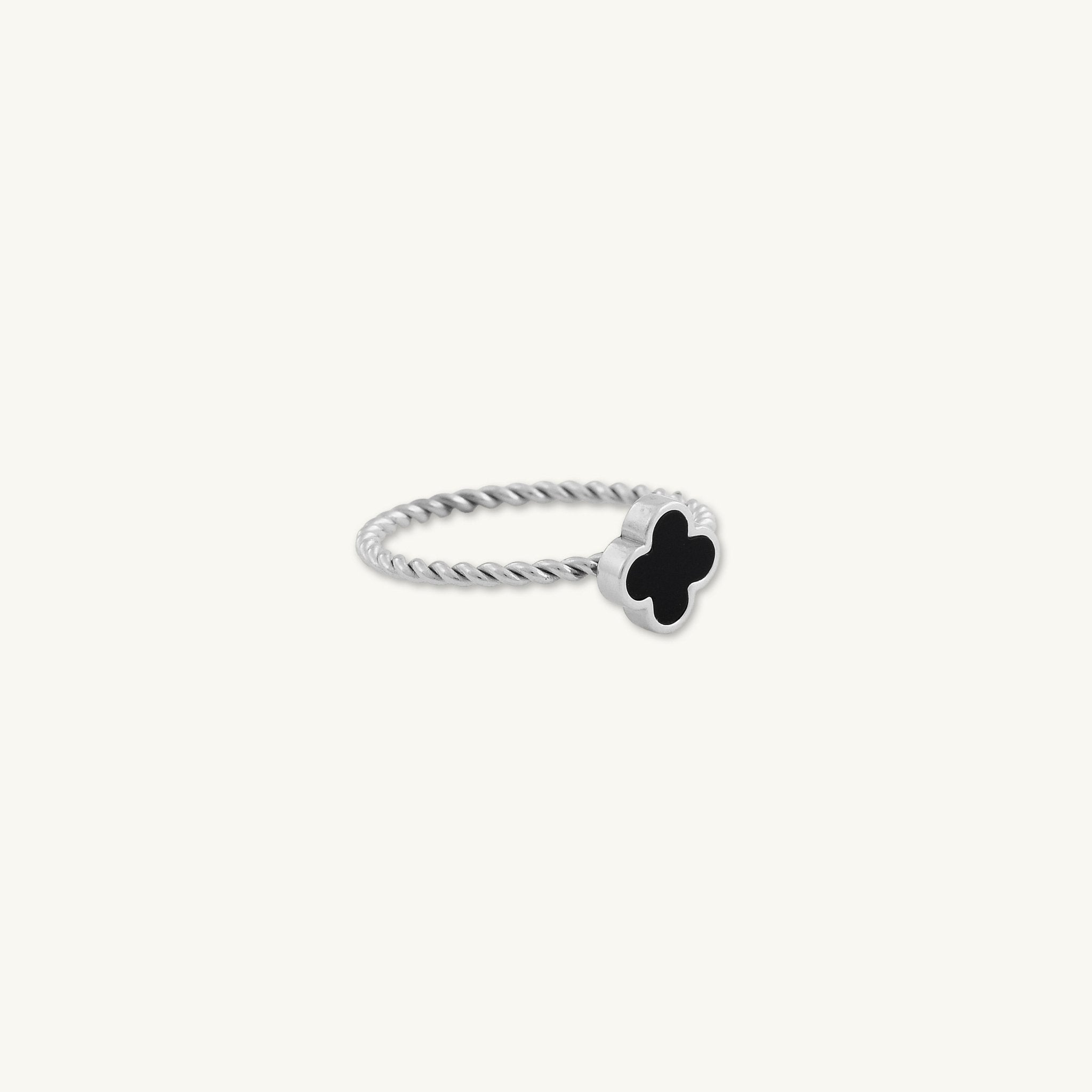Clover Noir Twist Stacker Ring - Camile & Stone