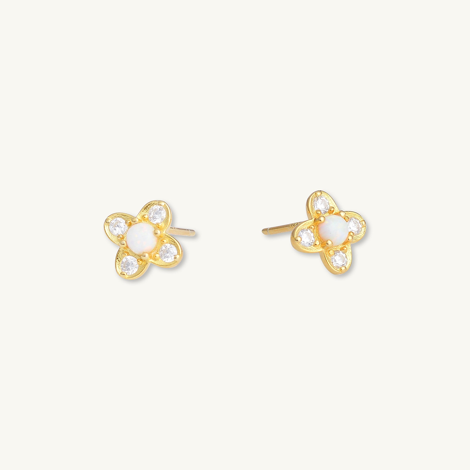 Clover Opal Zirconia Stud Earrings - Camile & Stone