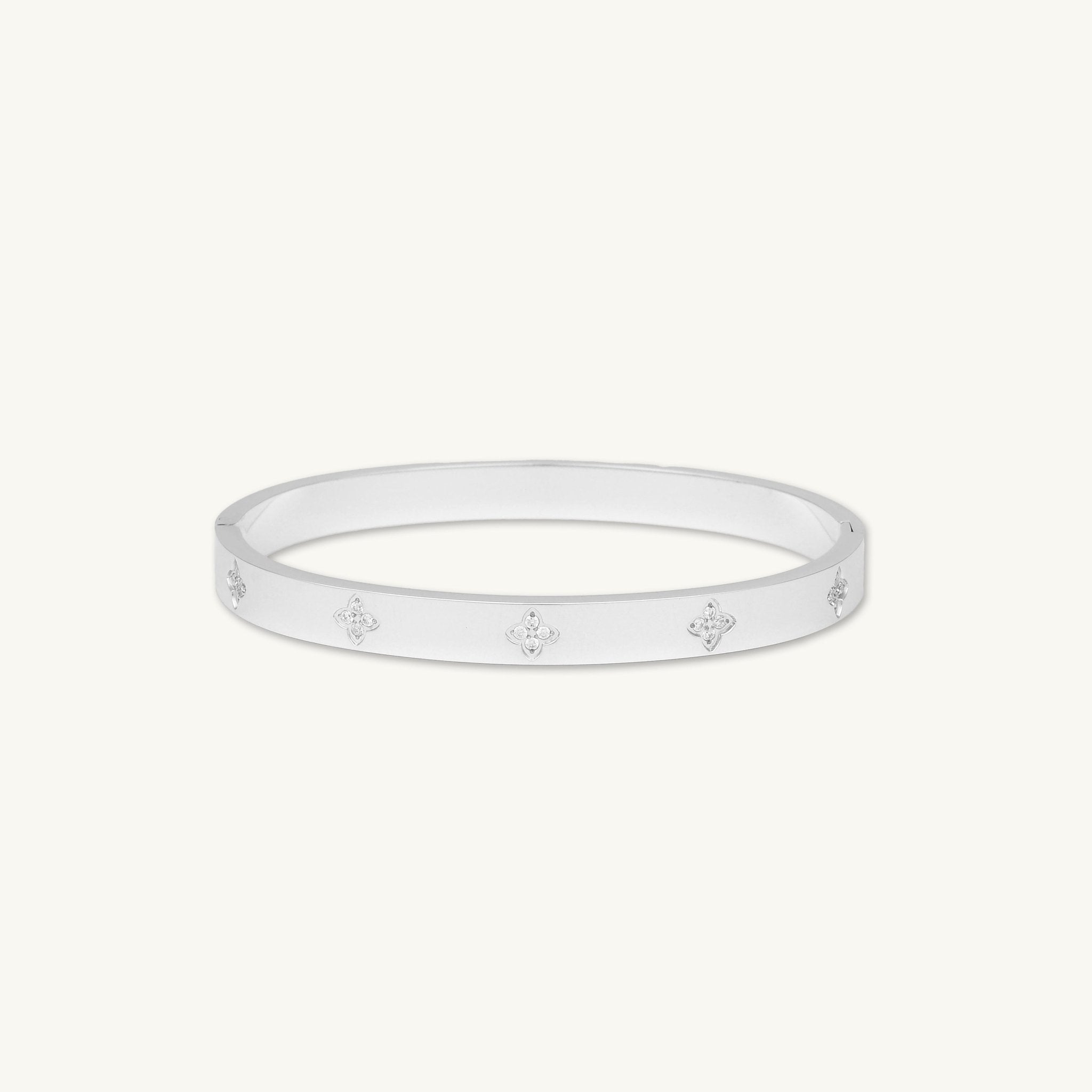 Clover Sapphire Hinged Bangle Bracelet - Camile & Stone