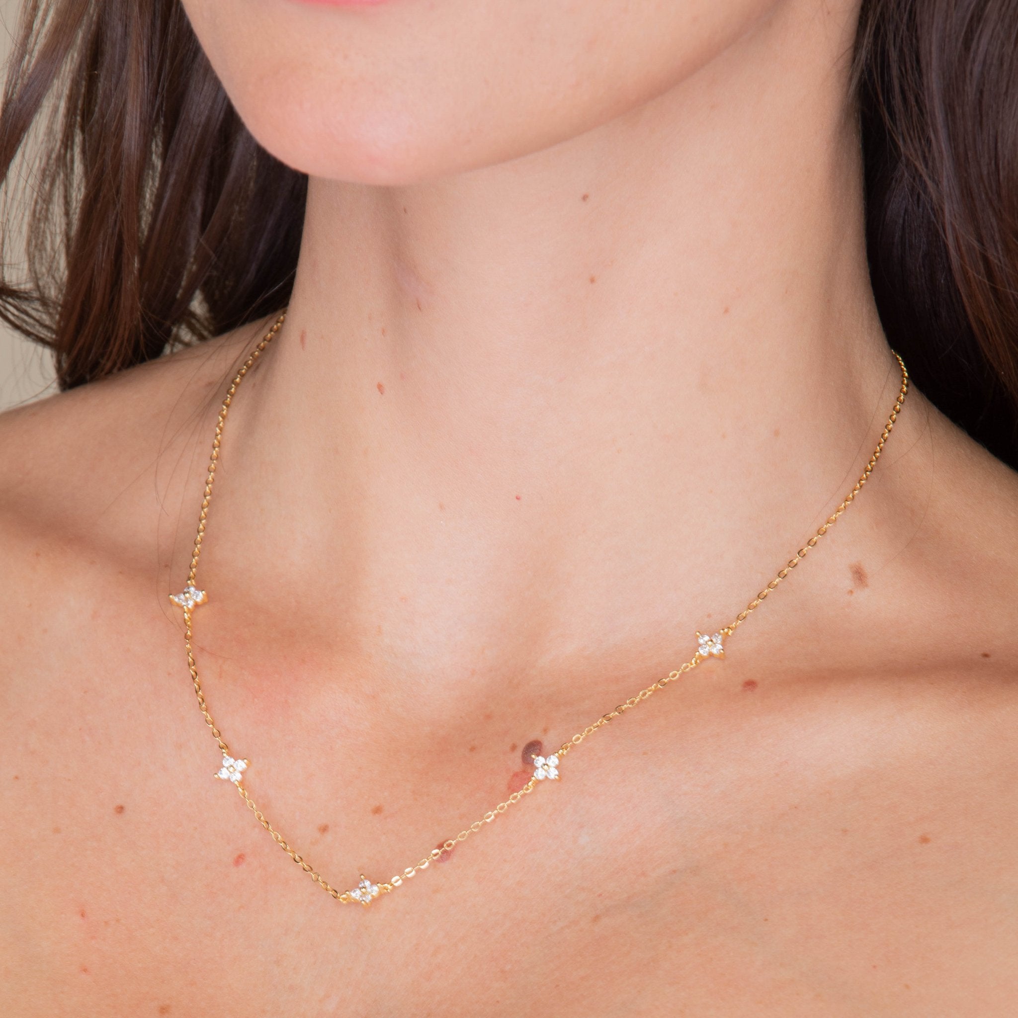 Clover Station Sapphire Chain Necklace - Camile & Stone