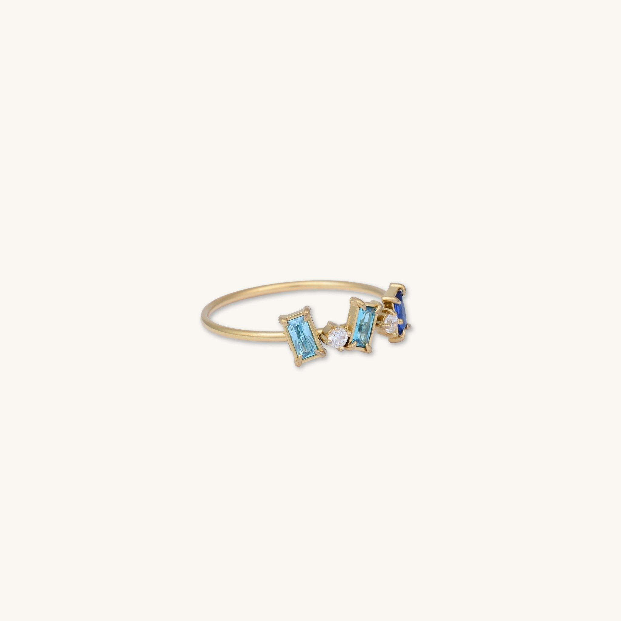 Cluster Blue Sapphire Baguette Ring - Camile & Stone