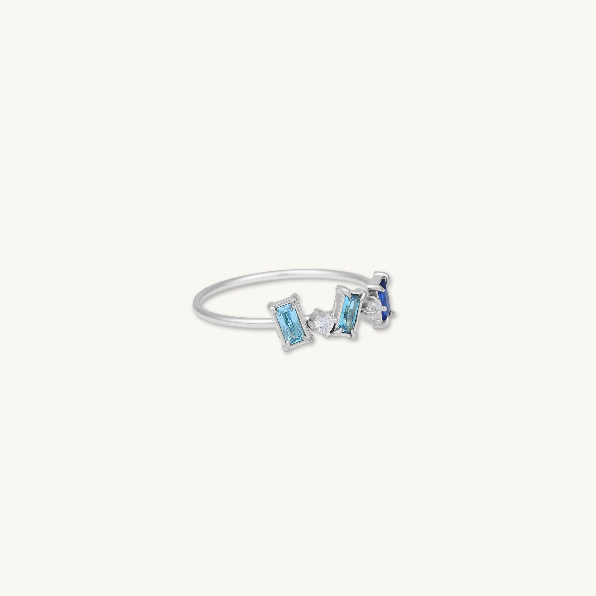 Cluster Blue Sapphire Baguette Ring - Camile & Stone