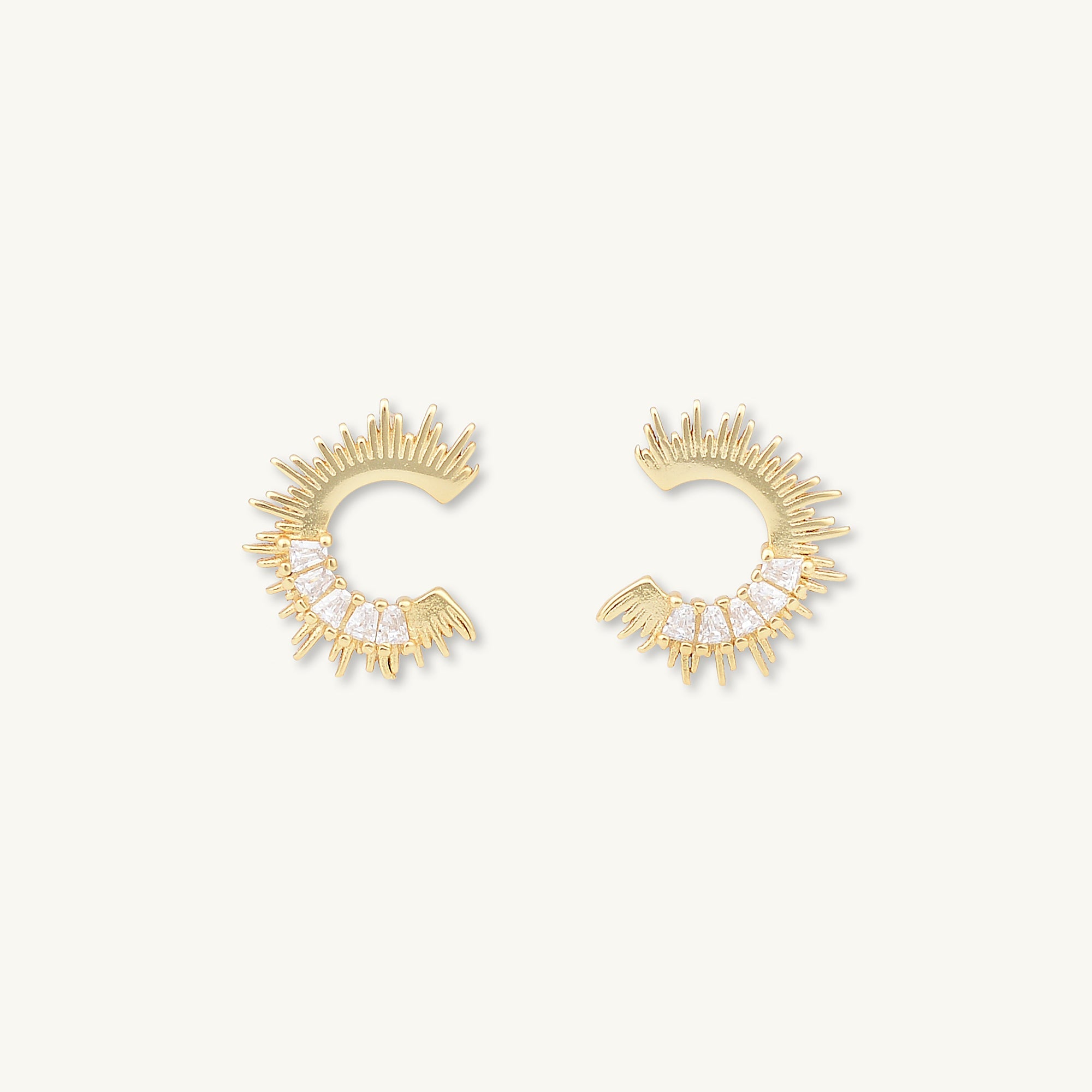 Crescent Moon Zirconia C Stud Earrings - Camile & Stone