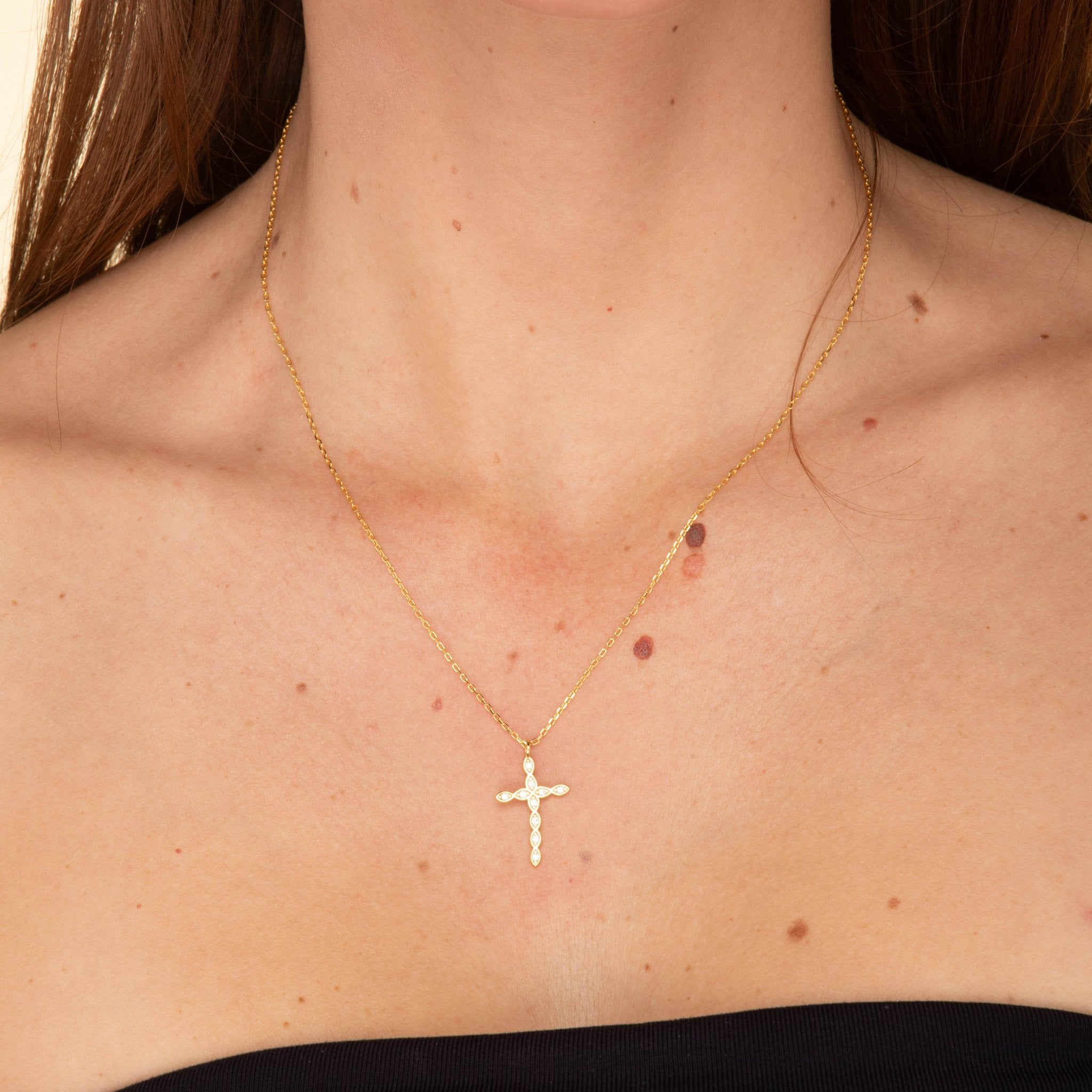 Cross Diamanté Chain Necklace - Camile & Stone