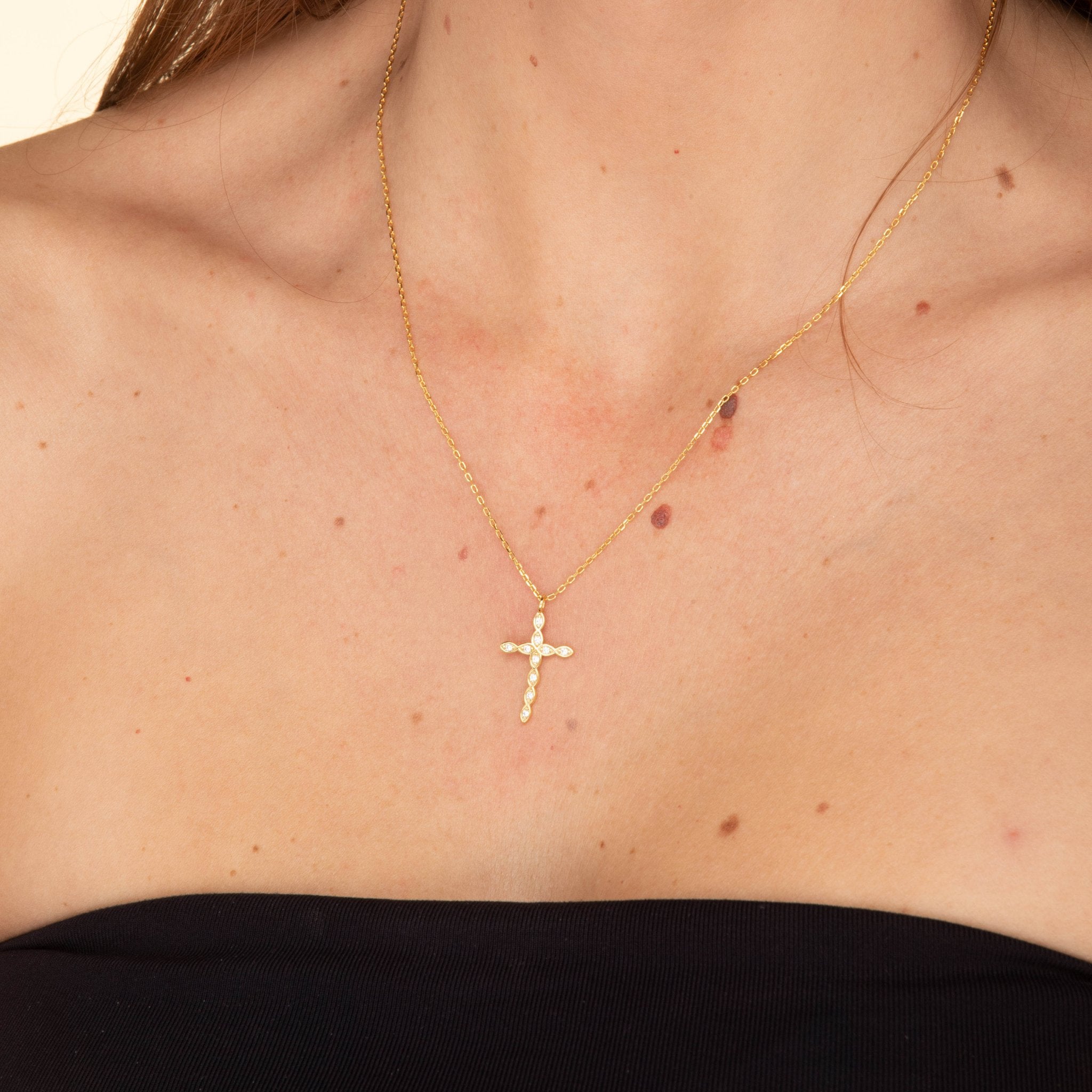 Cross Diamanté Chain Necklace - Camile & Stone