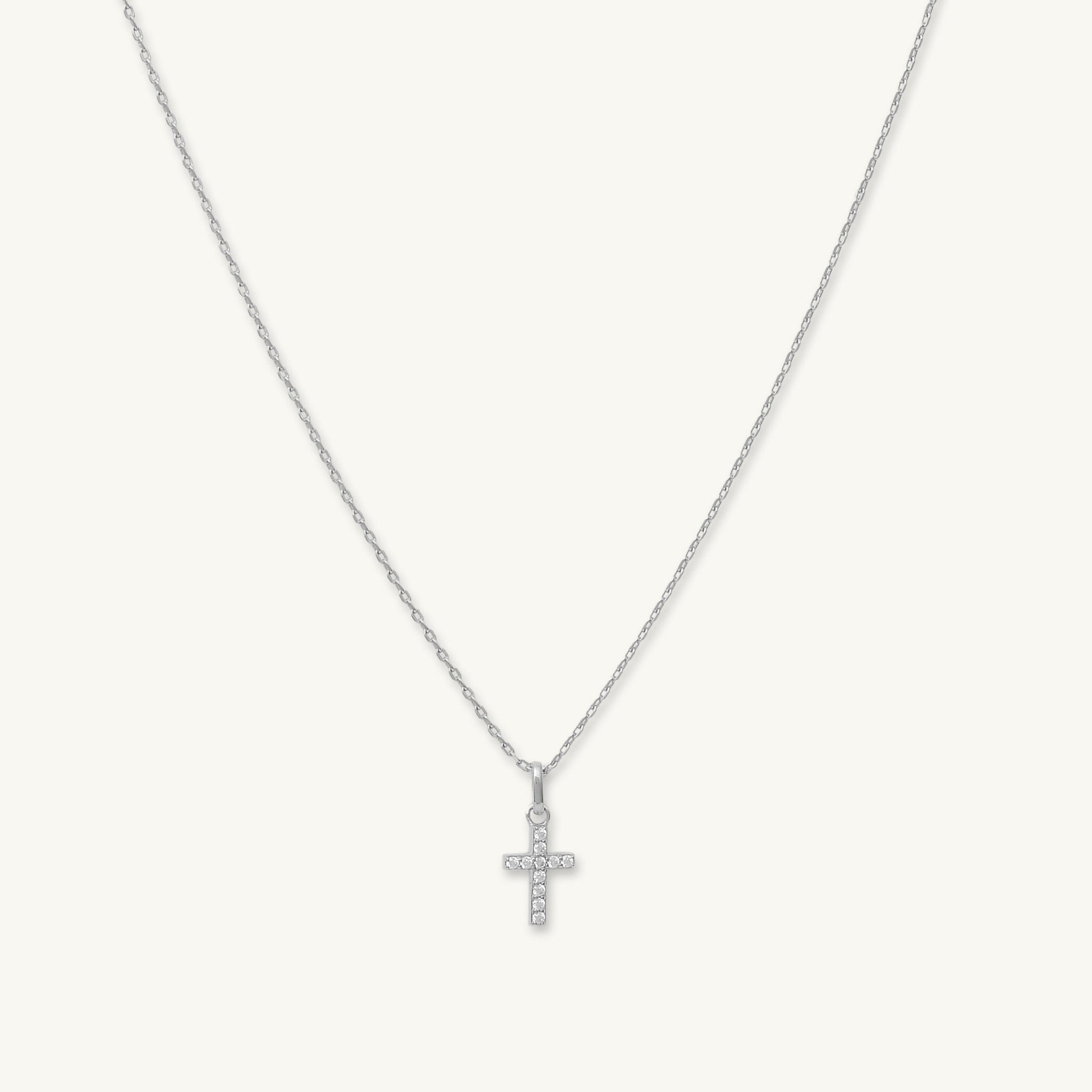 Cross Sapphire Pendant Chain Necklace - Camile & Stone
