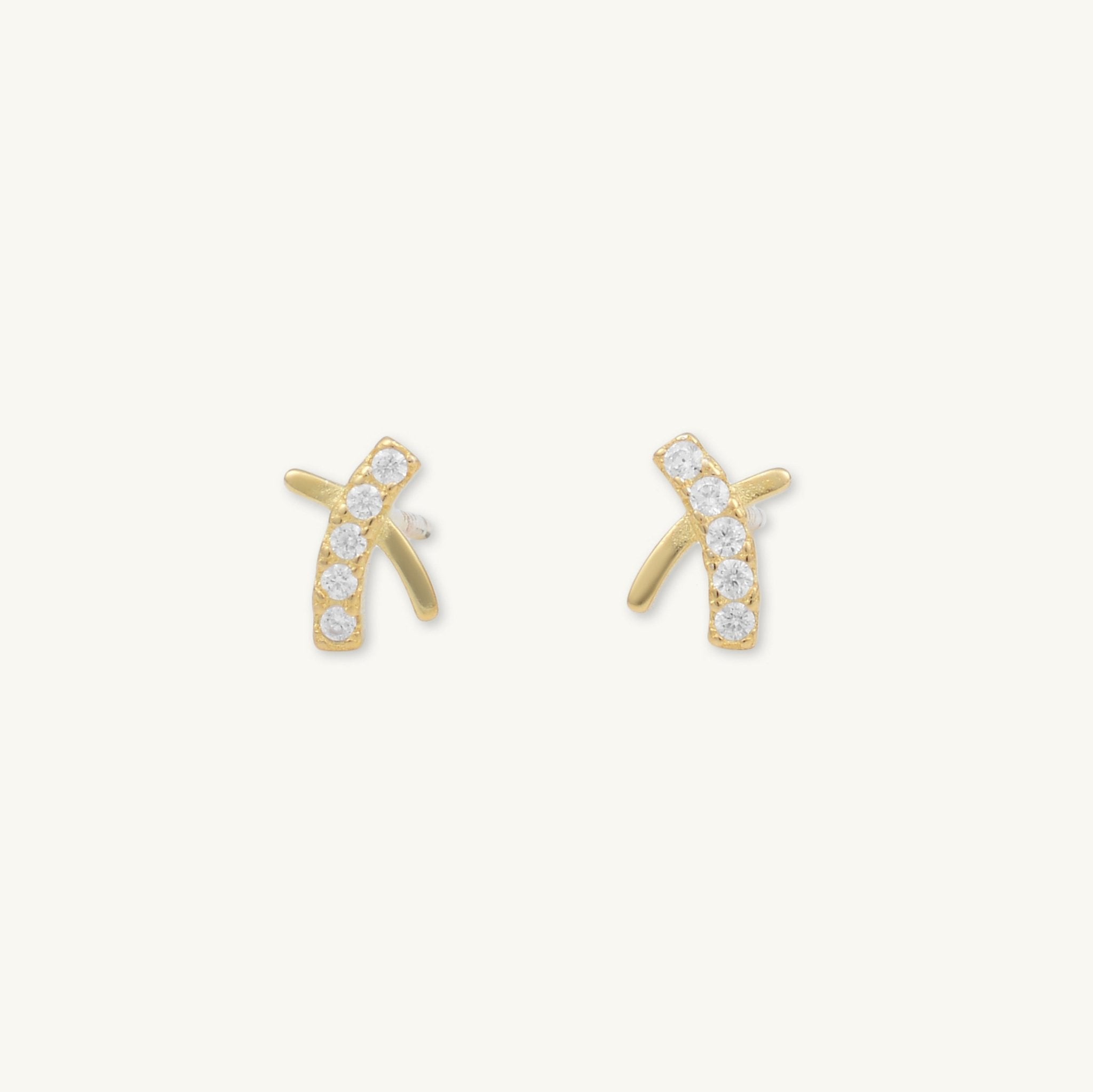 Cross Sapphire Stud Earrings - Camile & Stone