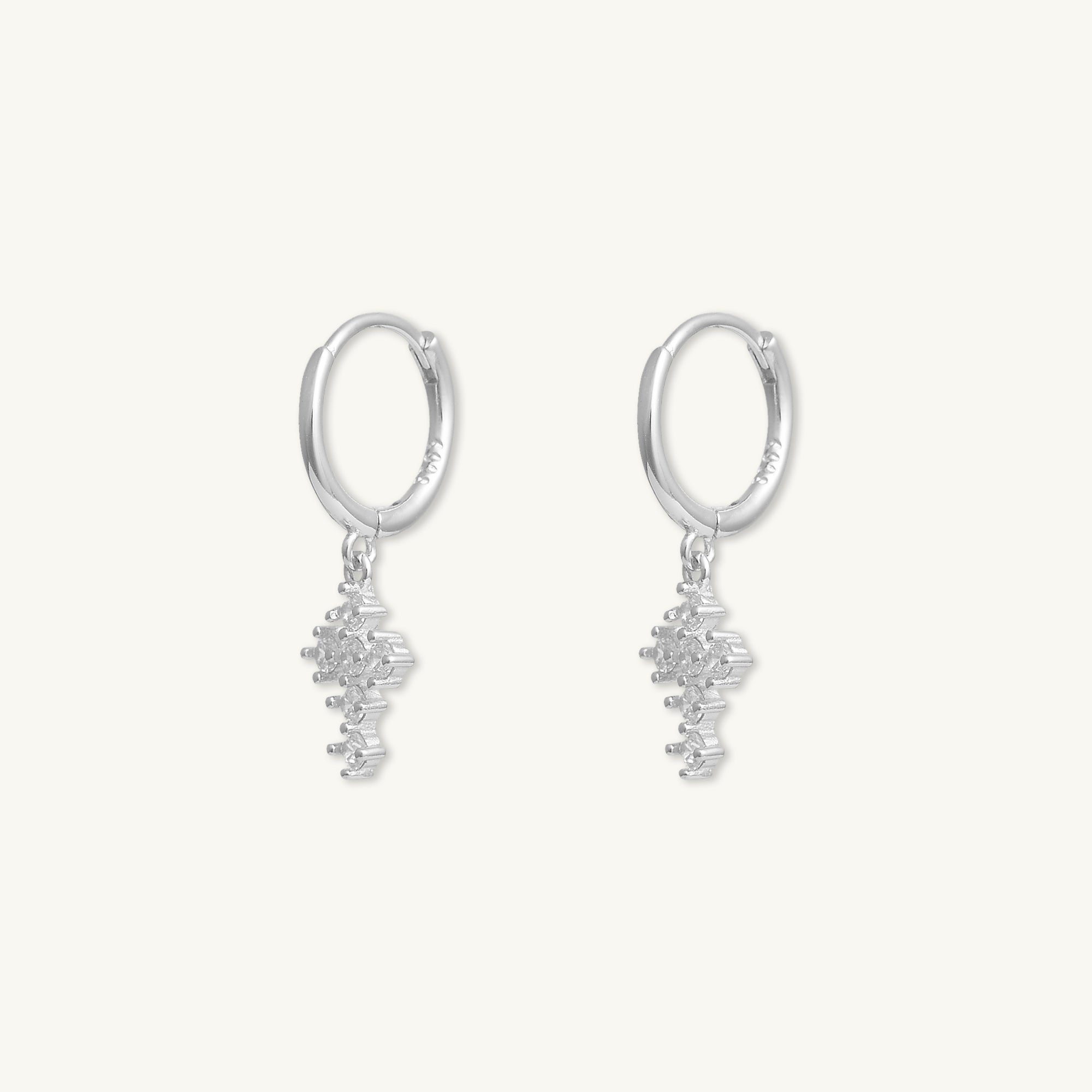 Cross Zirconia Huggie Earrings - Camile & Stone