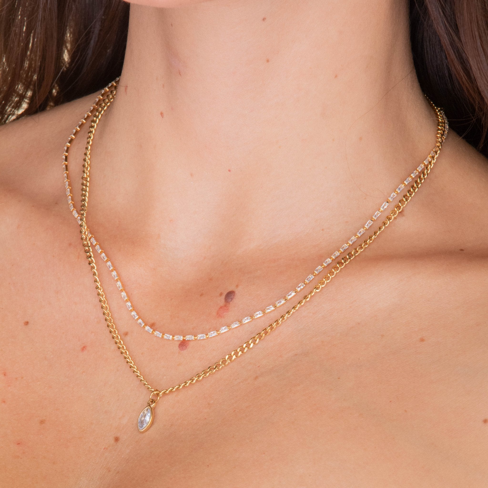 Cuban Marquise Eye Chain Necklace - Camile & Stone