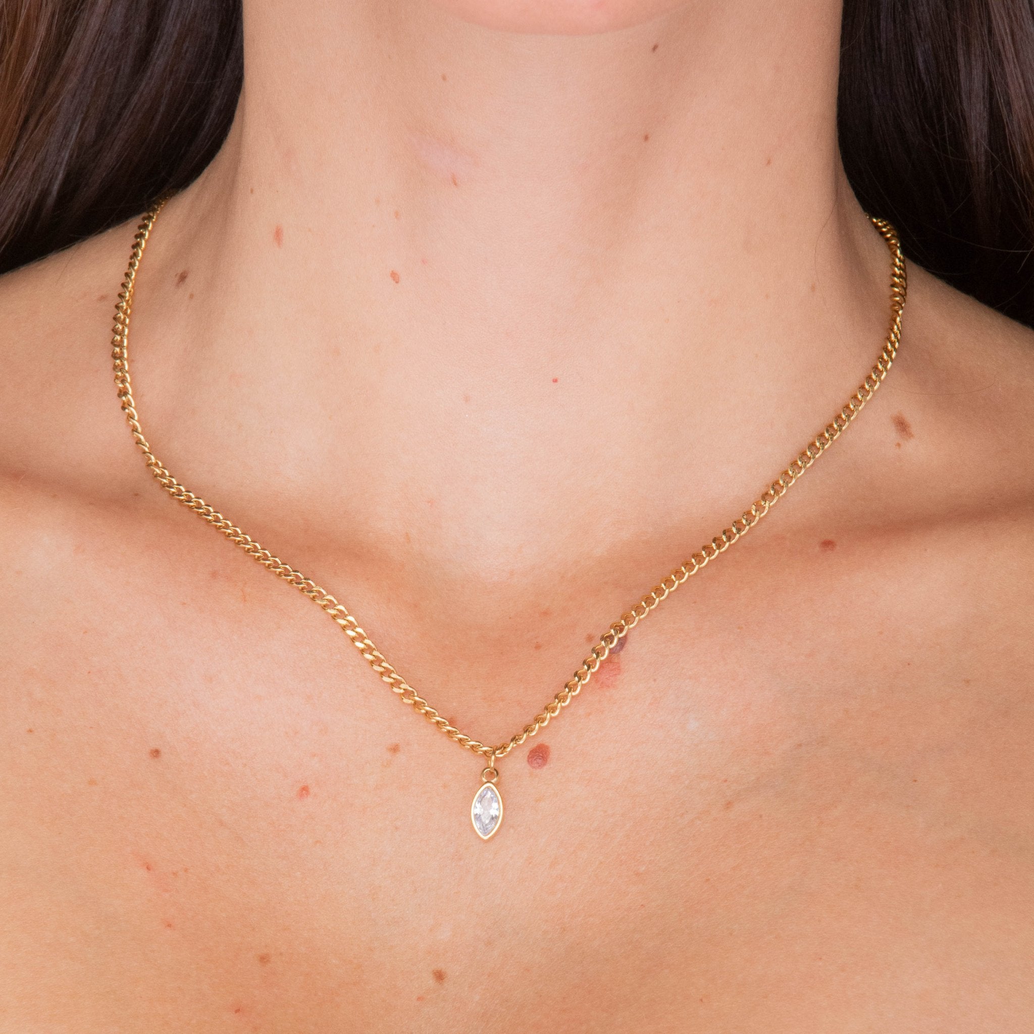 Cuban Marquise Eye Chain Necklace - Camile & Stone
