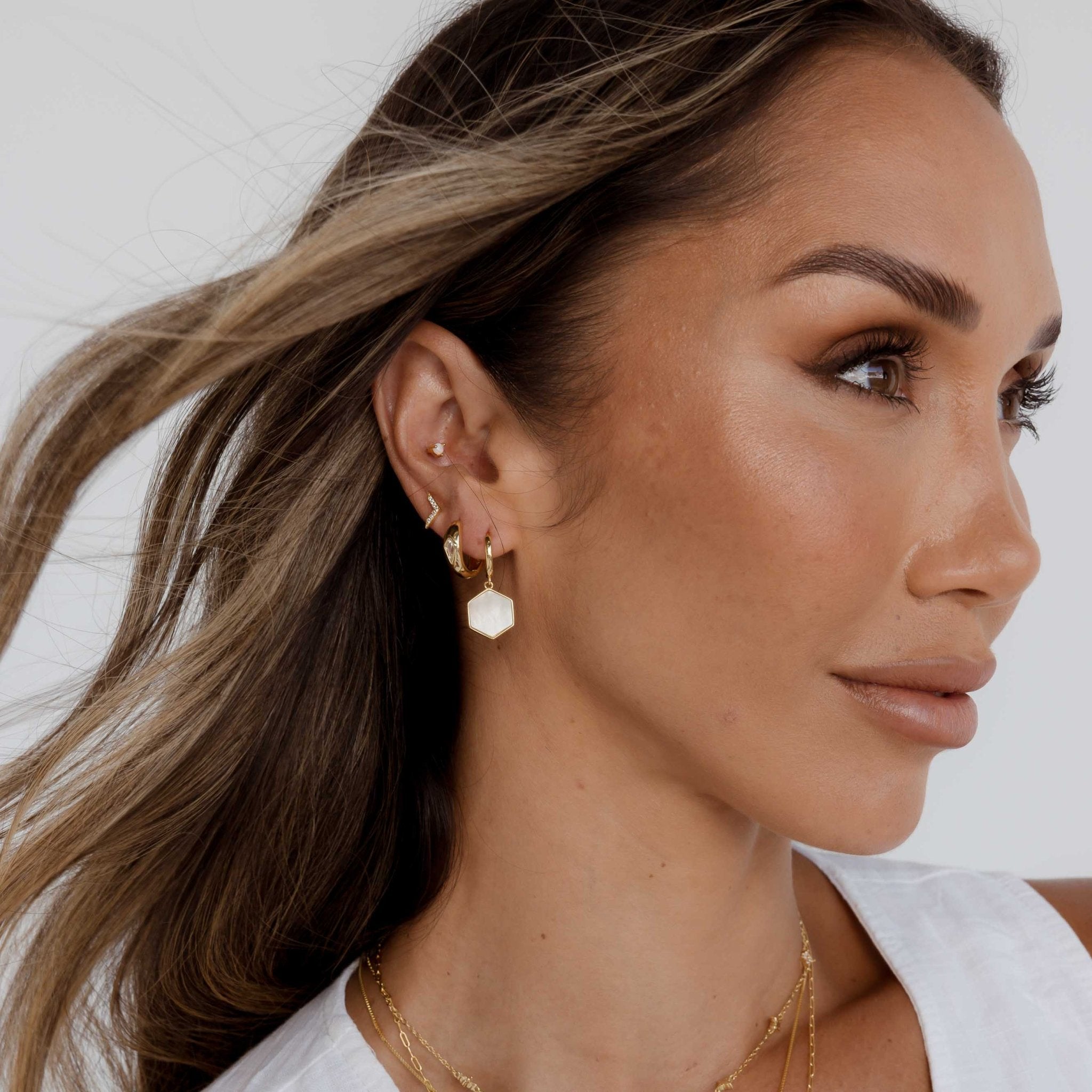 Dome Sapphire Huggie Earrings - Camile & Stone