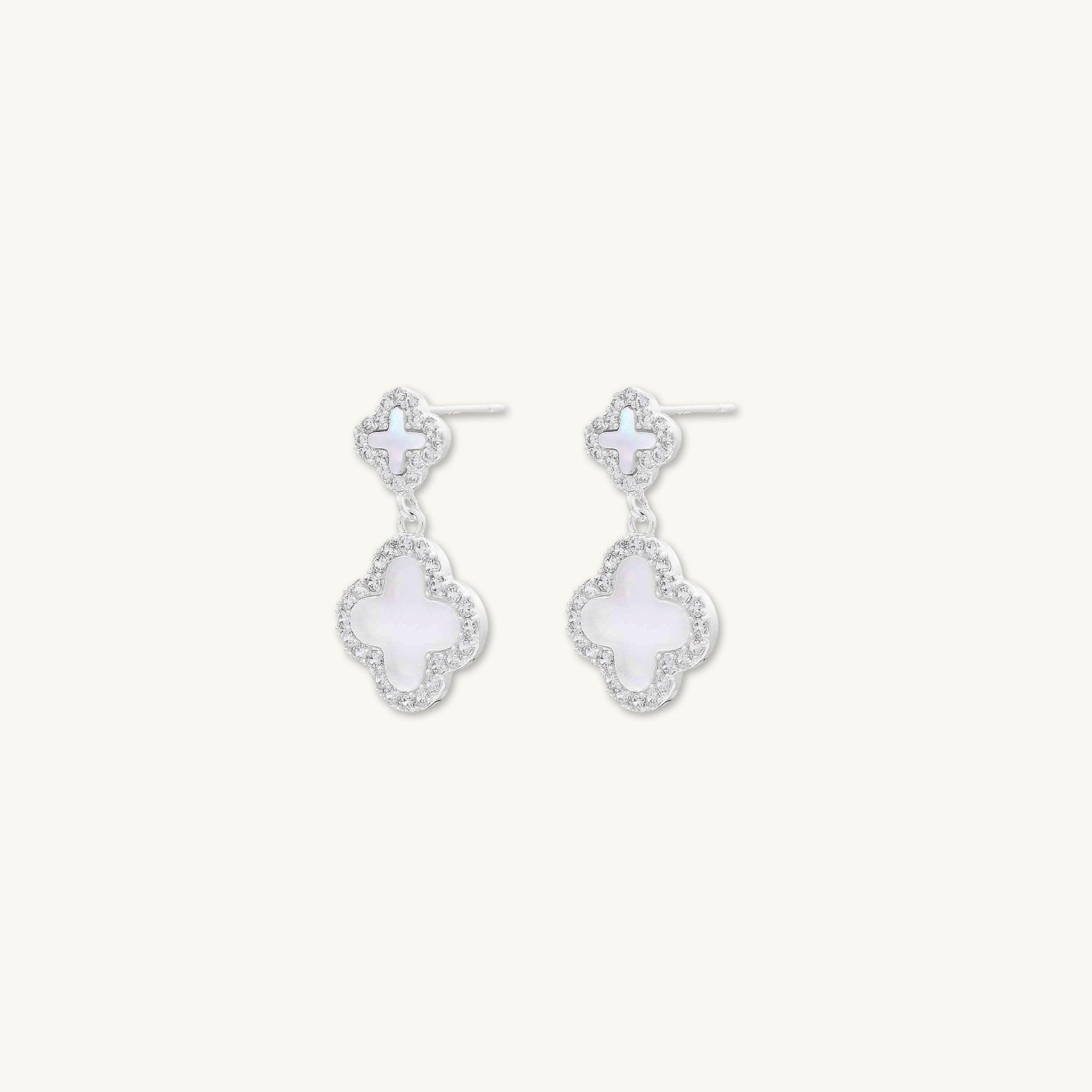 Double Clover MOP Stud Earrings - Camile & Stone