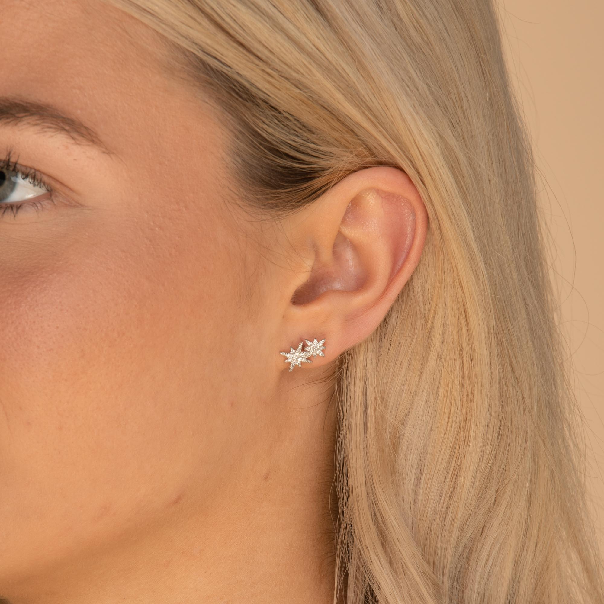 Double North Star Sapphire Stud Earrings - Camile & Stone