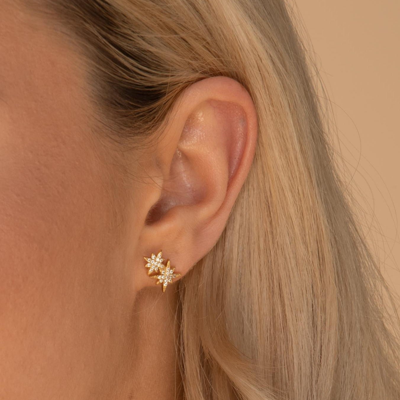 Double North Star Sapphire Stud Earrings - Camile & Stone