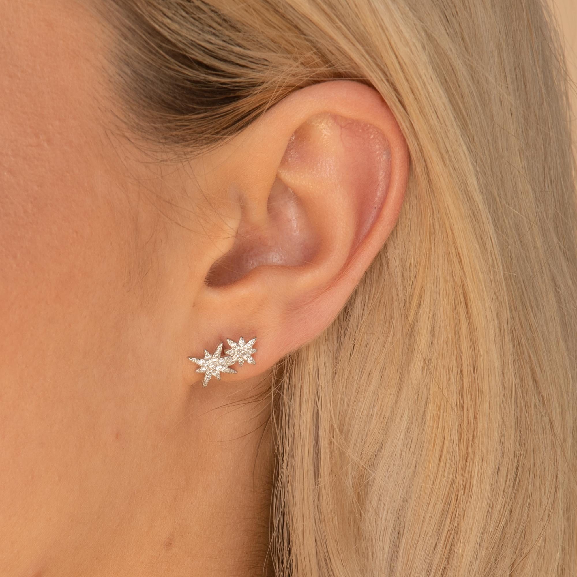 Double North Star Sapphire Stud Earrings - Camile & Stone