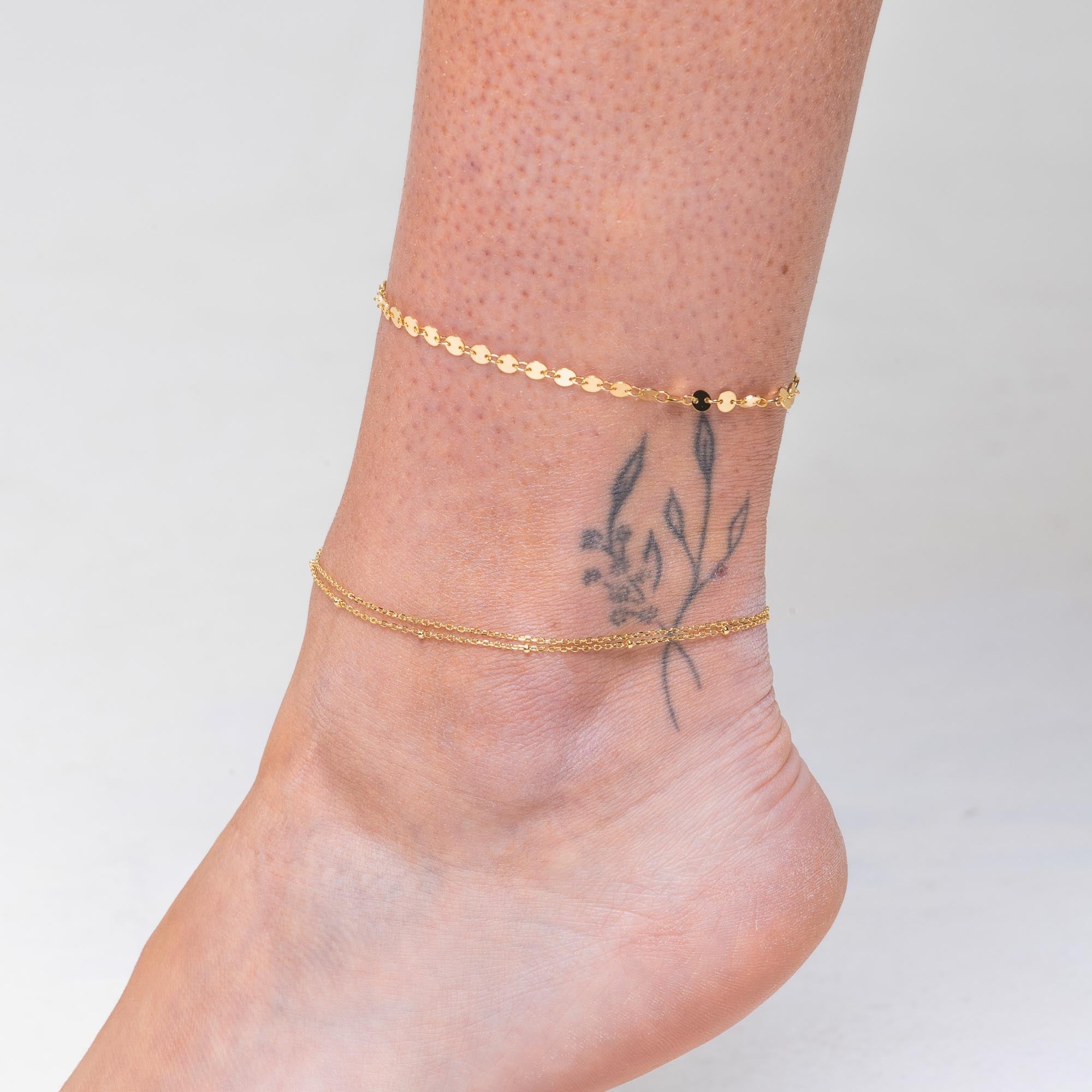 Double Satellite Chain Anklet - Camile & Stone