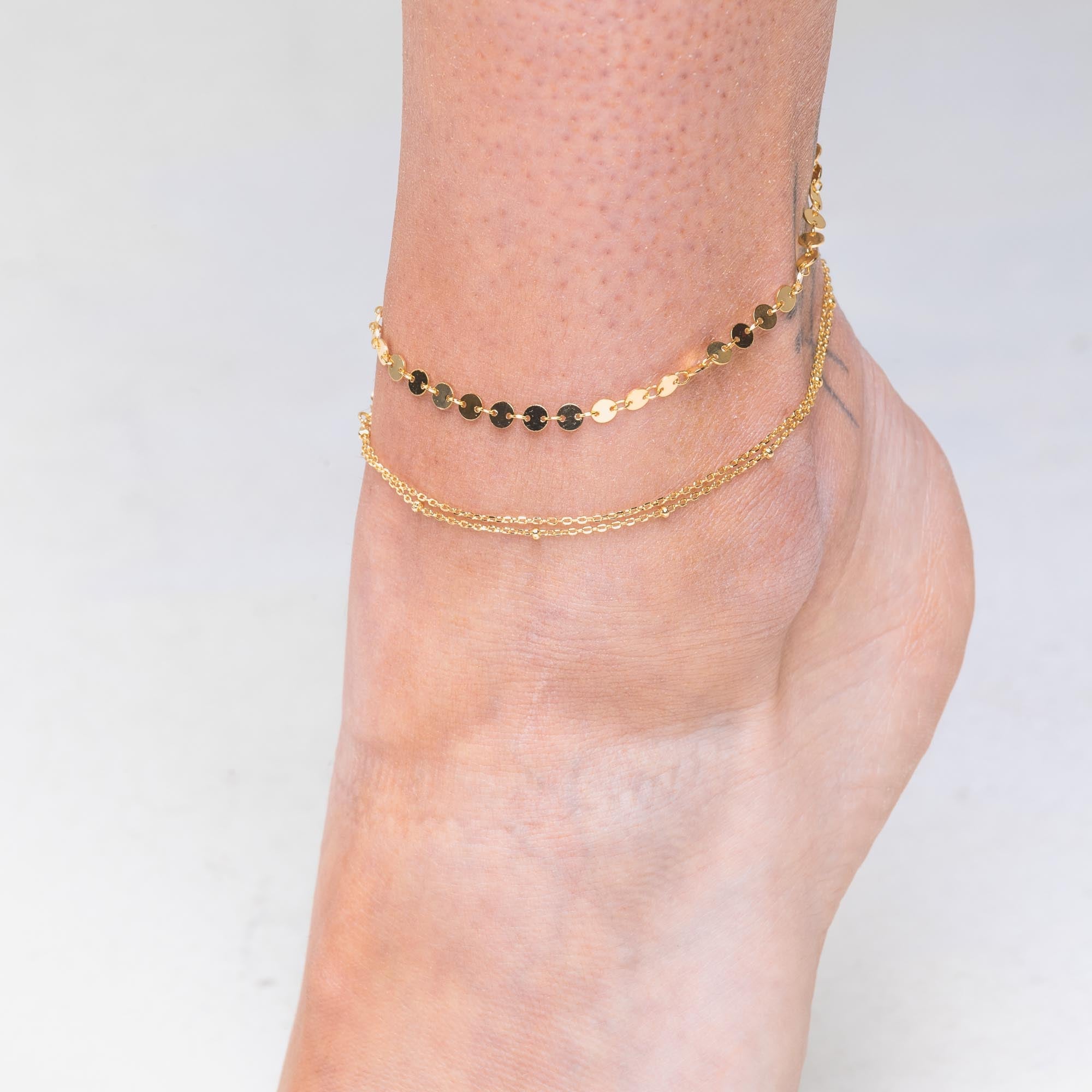 Double Satellite Chain Anklet - Camile & Stone