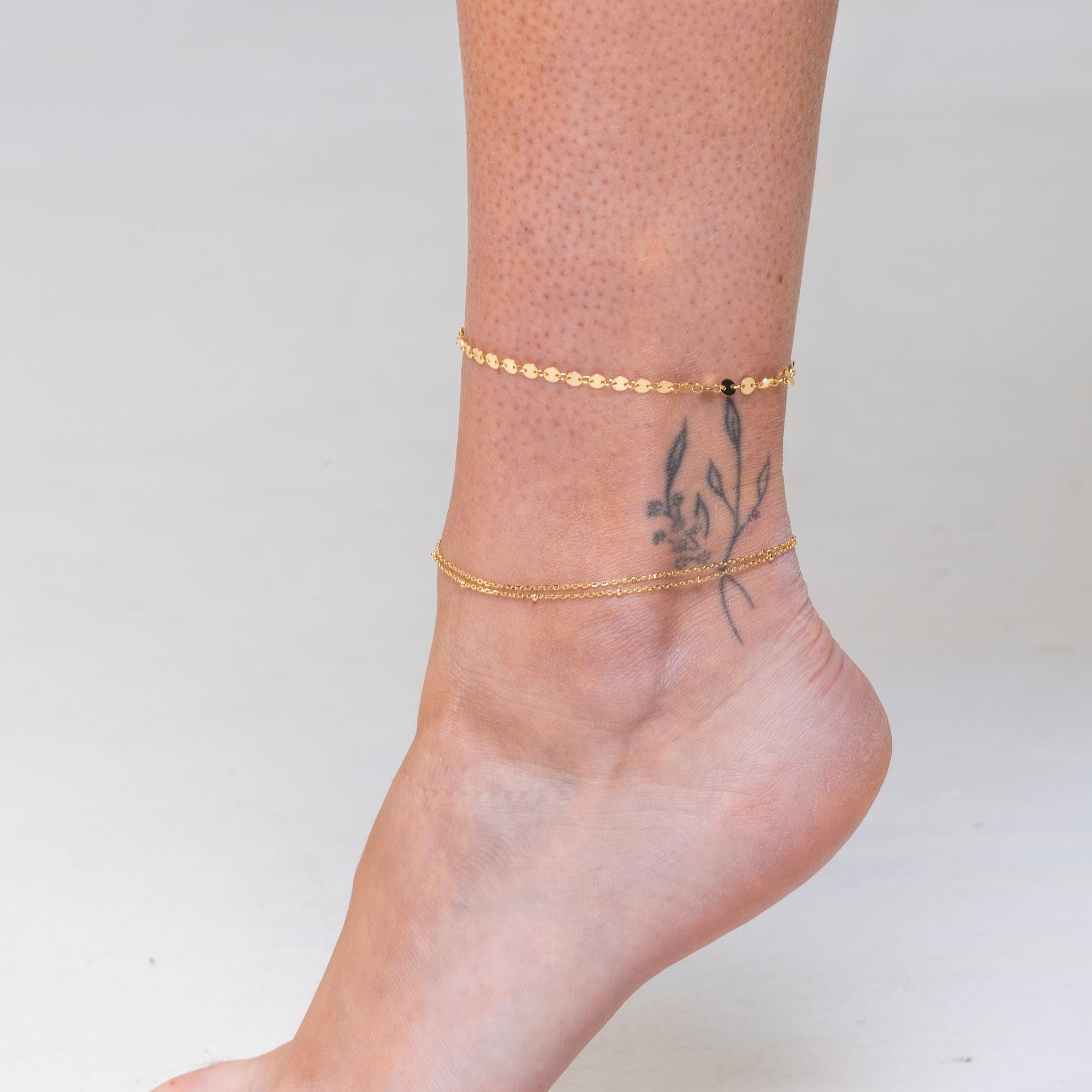 Double Satellite Chain Anklet - Camile & Stone