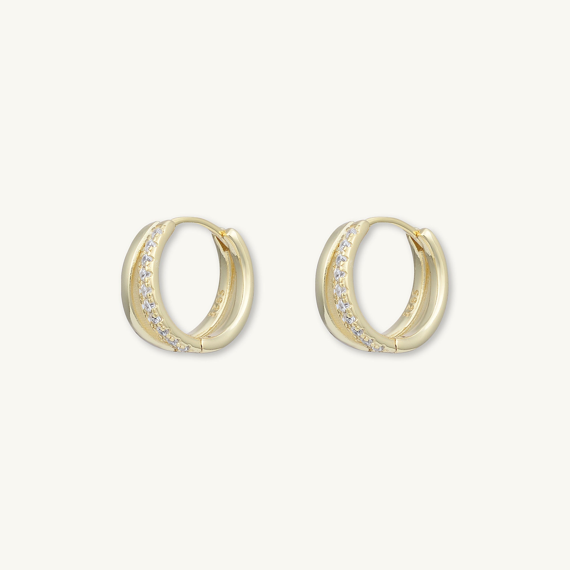 Double Zirconia Huggie Hoop Earrings - Camile & Stone