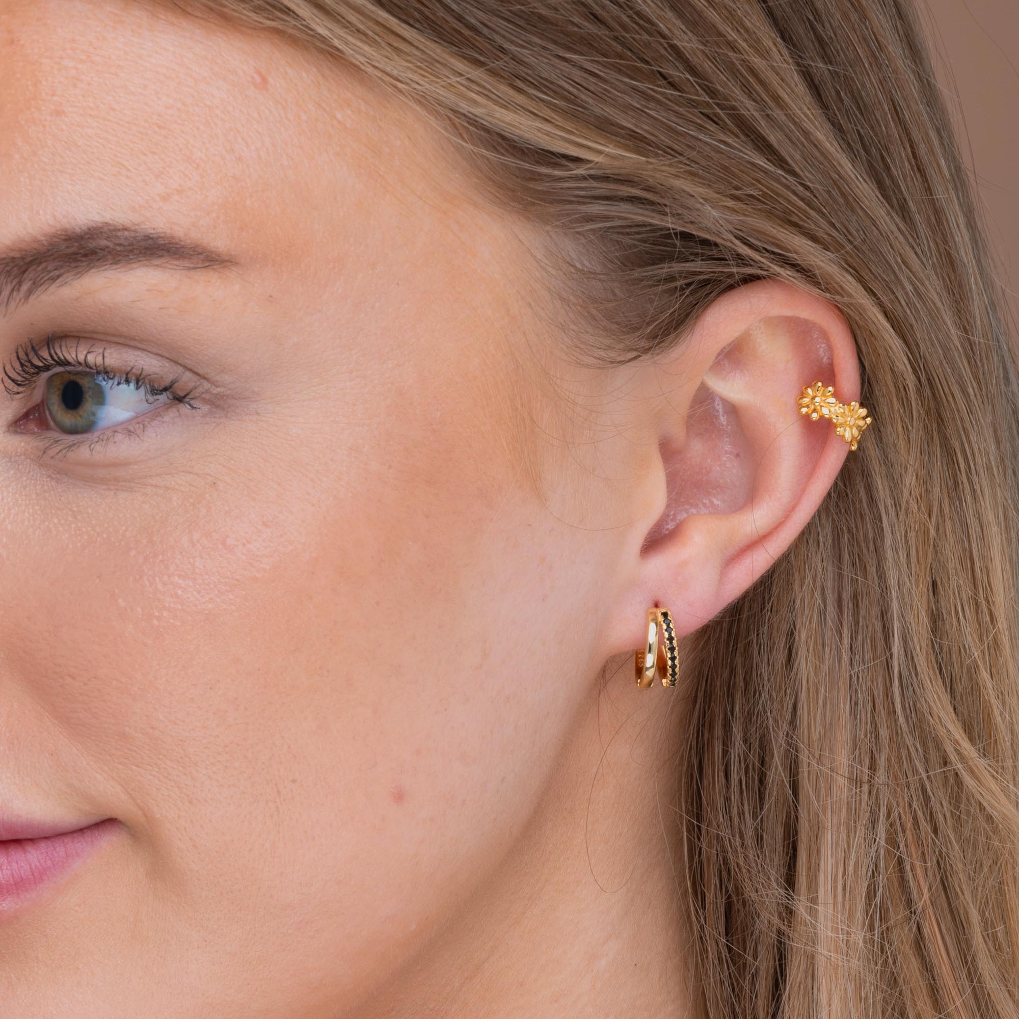 Emerald Double Zirconia Huggie Hoop Earrings - Camile & Stone