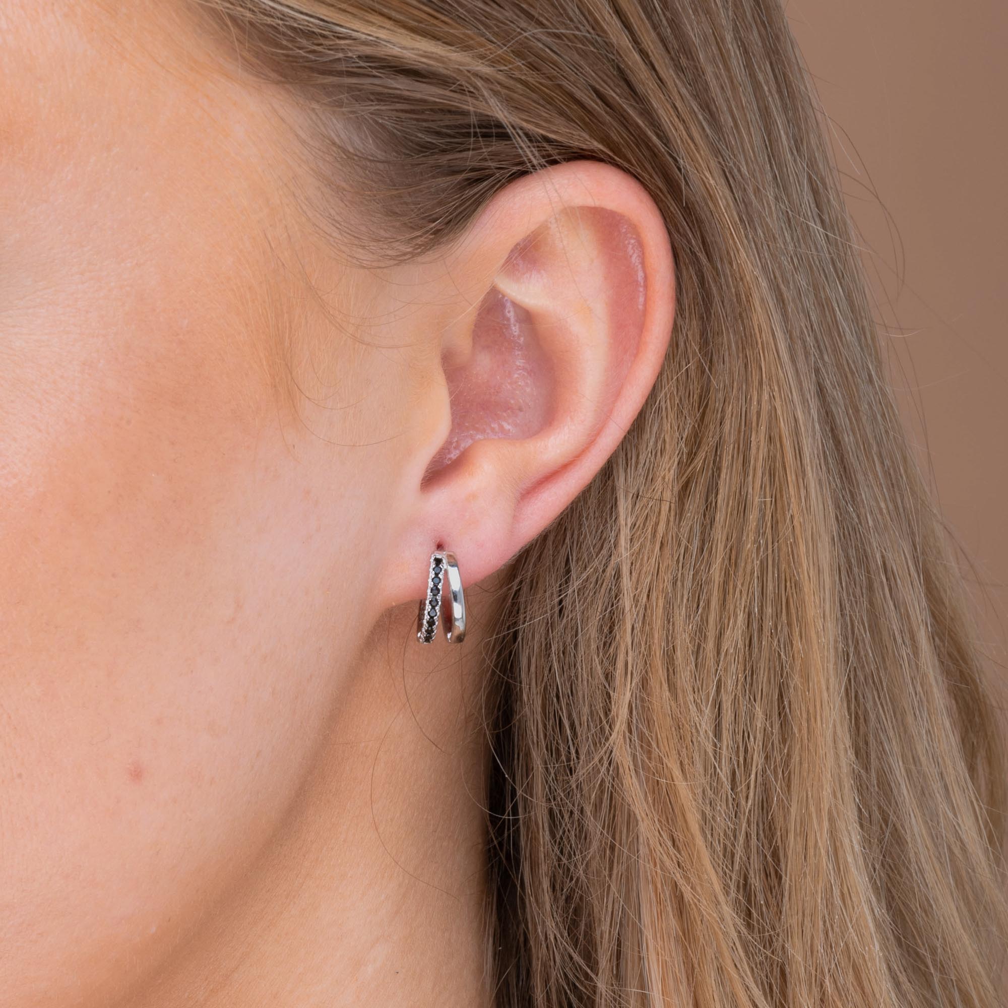 Emerald Double Zirconia Huggie Hoop Earrings - Camile & Stone