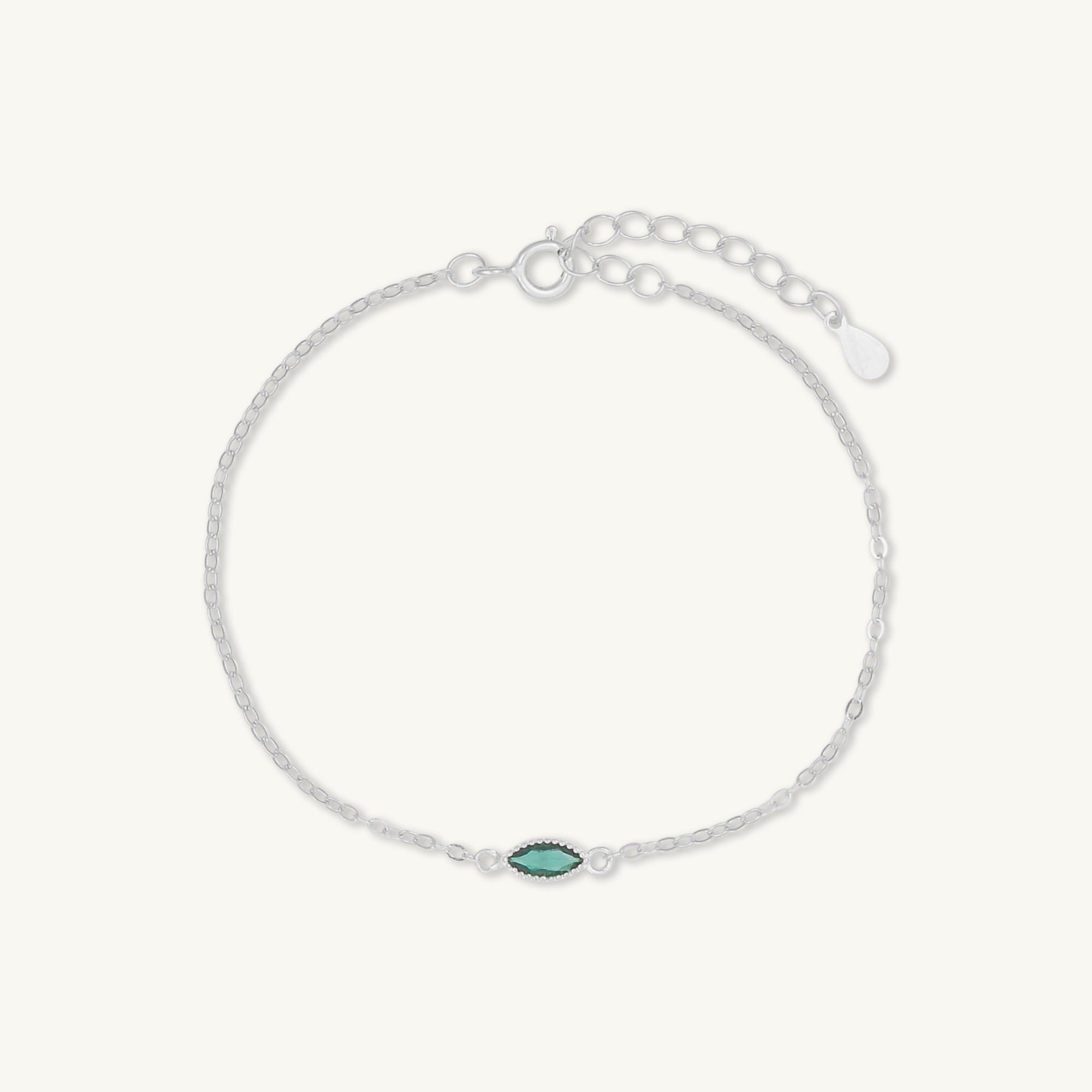 Emerald Evil Eve Marquise Chain Bracelet - Camile & Stone