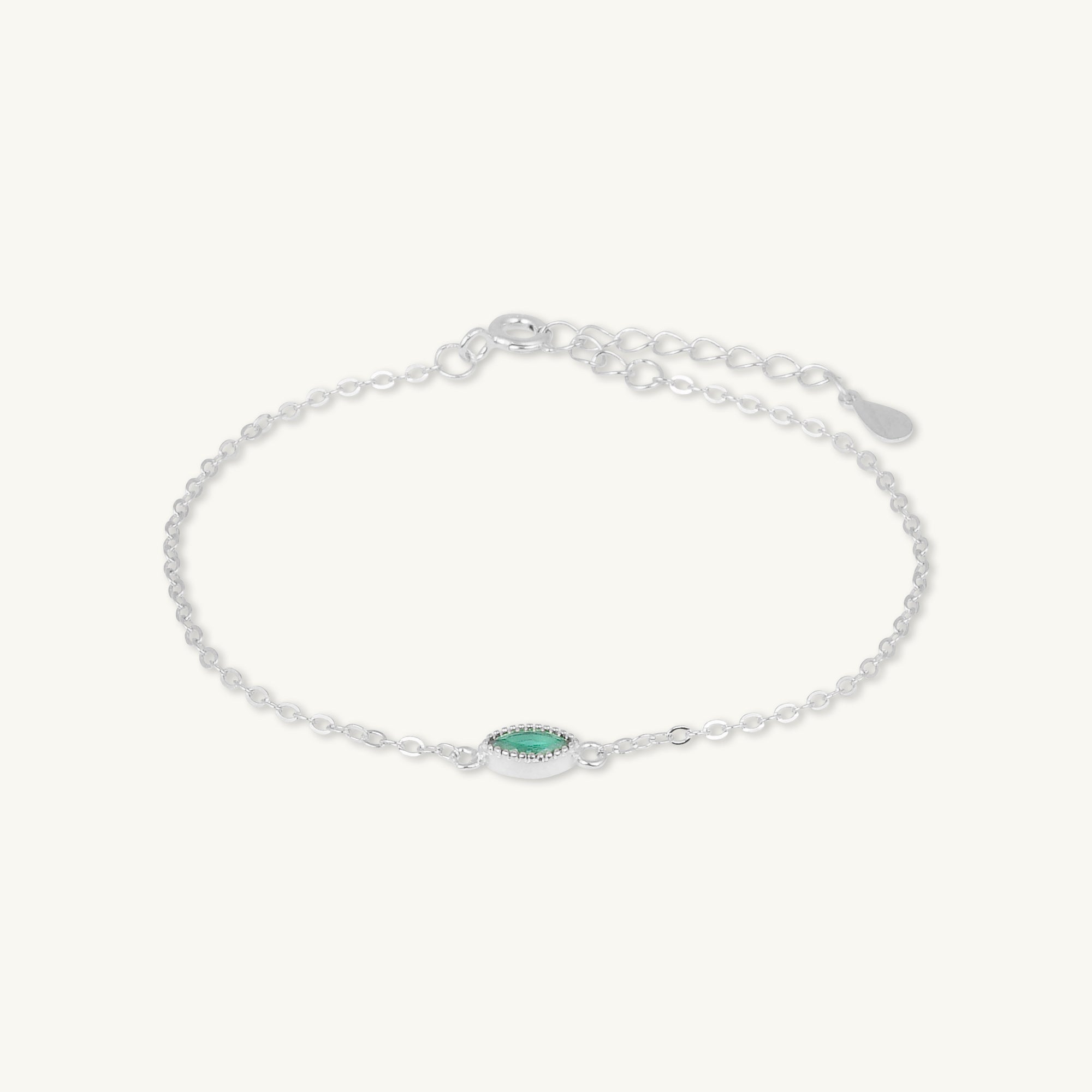 Emerald Evil Eve Marquise Chain Bracelet - Camile & Stone