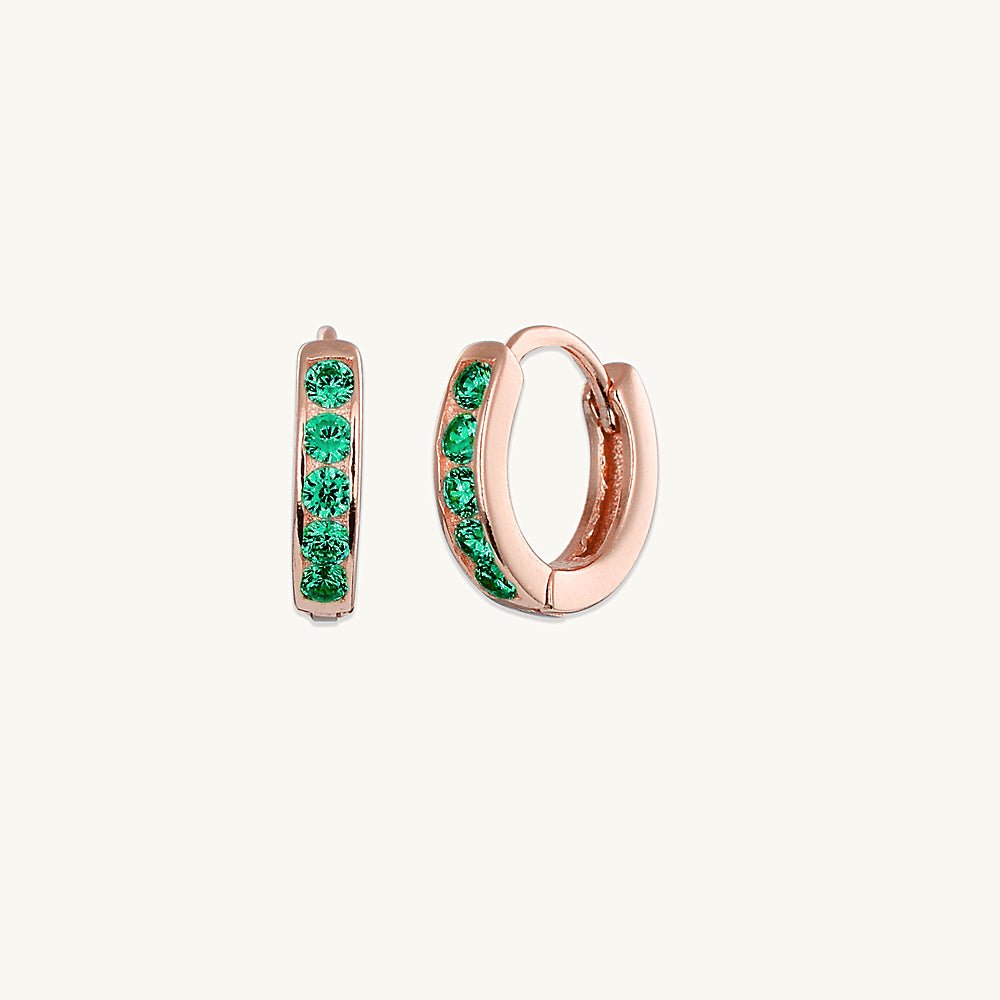 Emerald Inlay Huggie Earrings - Camile & Stone