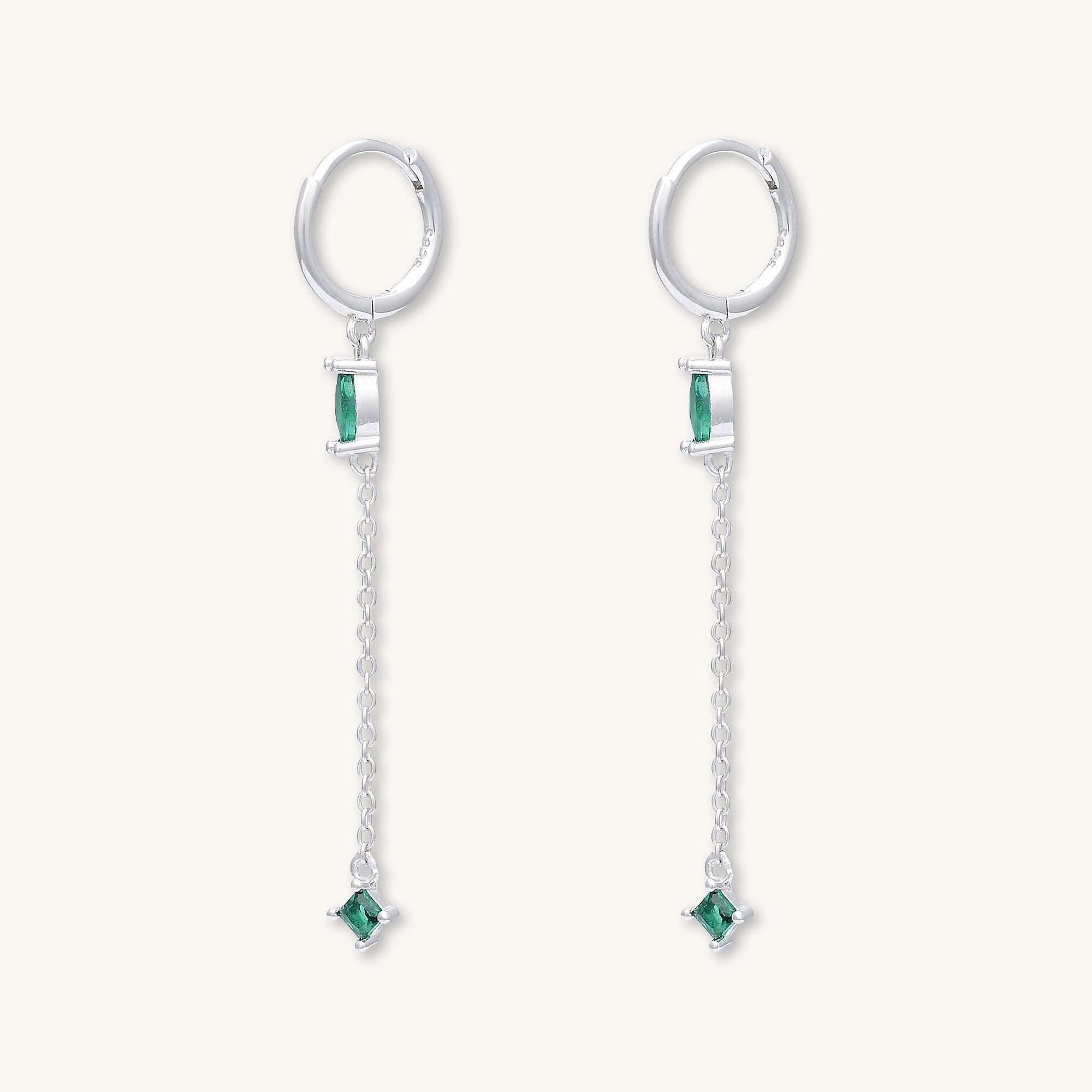 Emerald Marquise Sapphire Drop Huggie Earrings - Camile & Stone