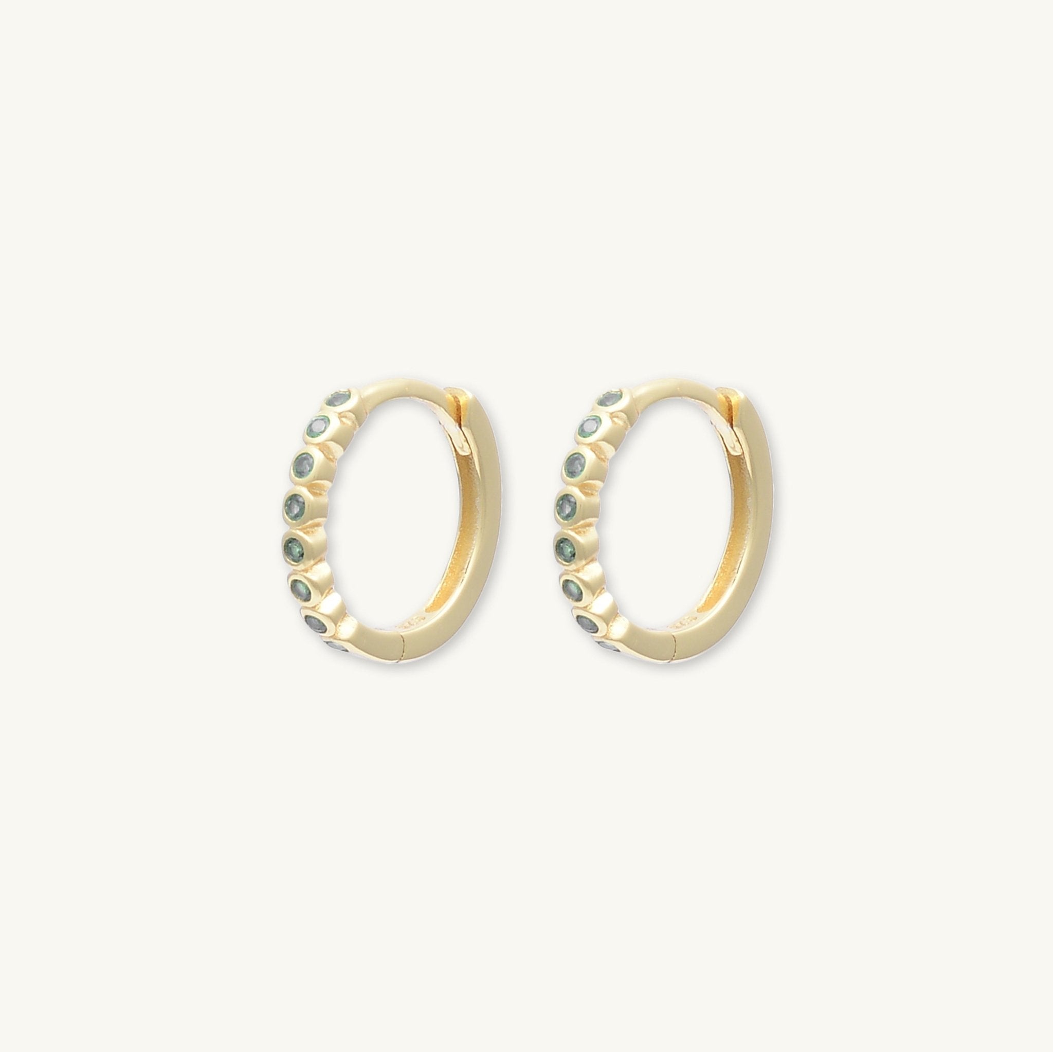 Emerald Round Sapphire Huggie Hoops - Camile & Stone