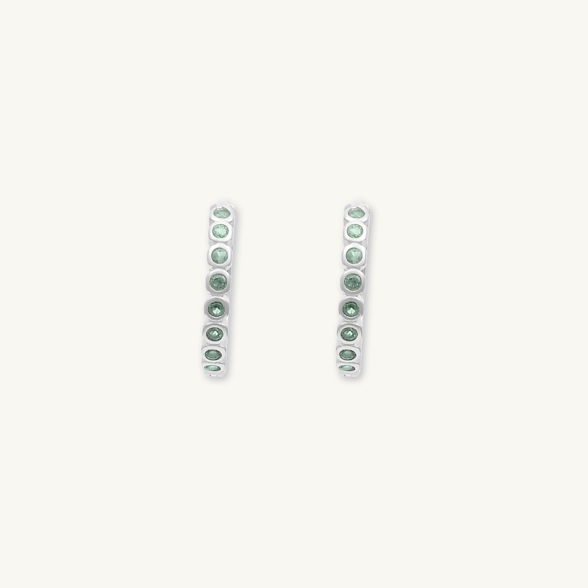 Emerald Round Sapphire Huggie Hoops - Camile & Stone