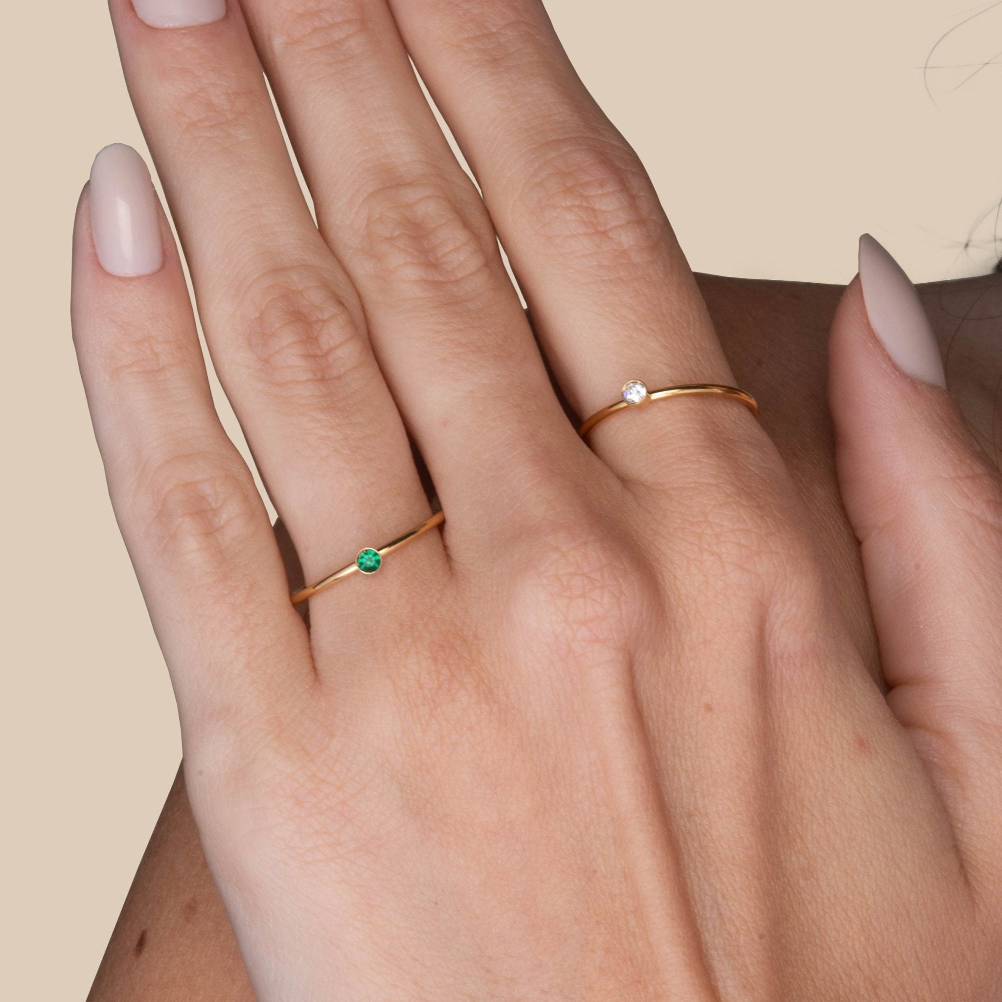 Emerald Solitaire Stacker Ring - Camile & Stone