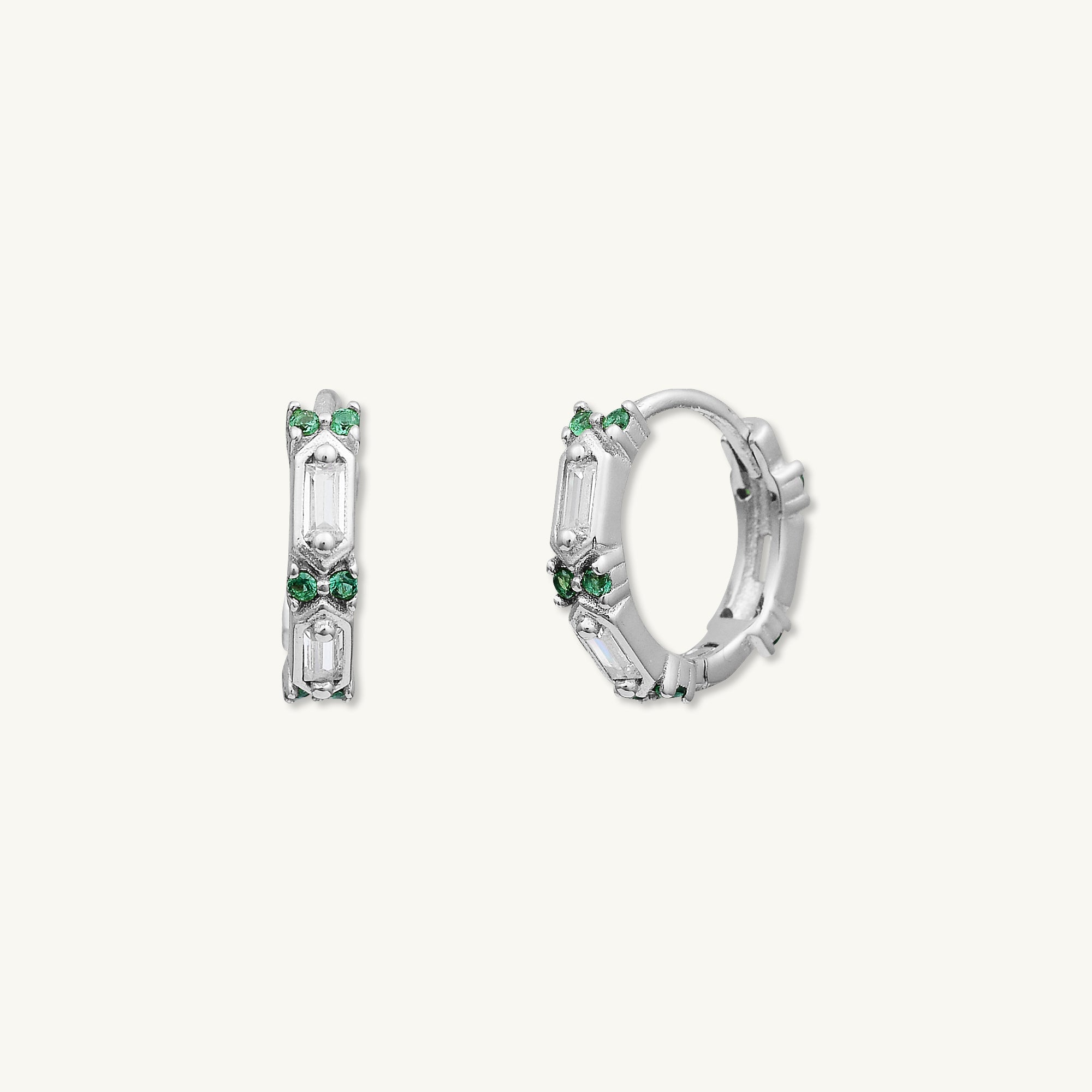 Emerald Zirconia Huggie Earrings - Camile & Stone