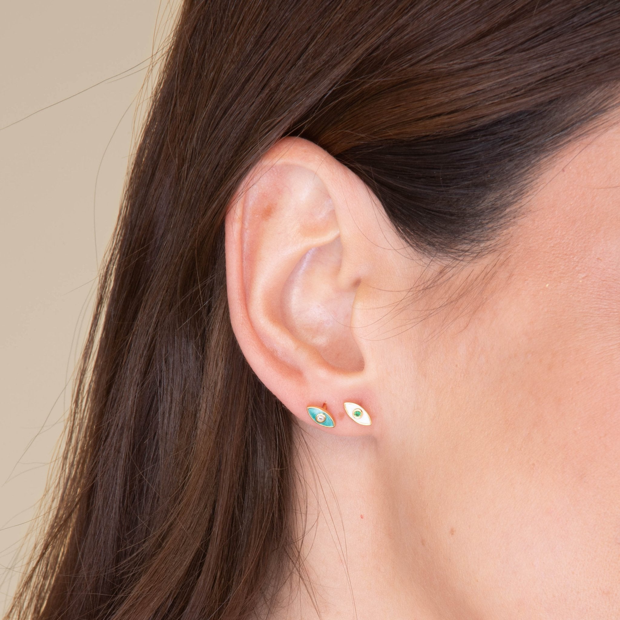 Evil Eye Emerald Zirconia Stud Earrings - Camile & Stone