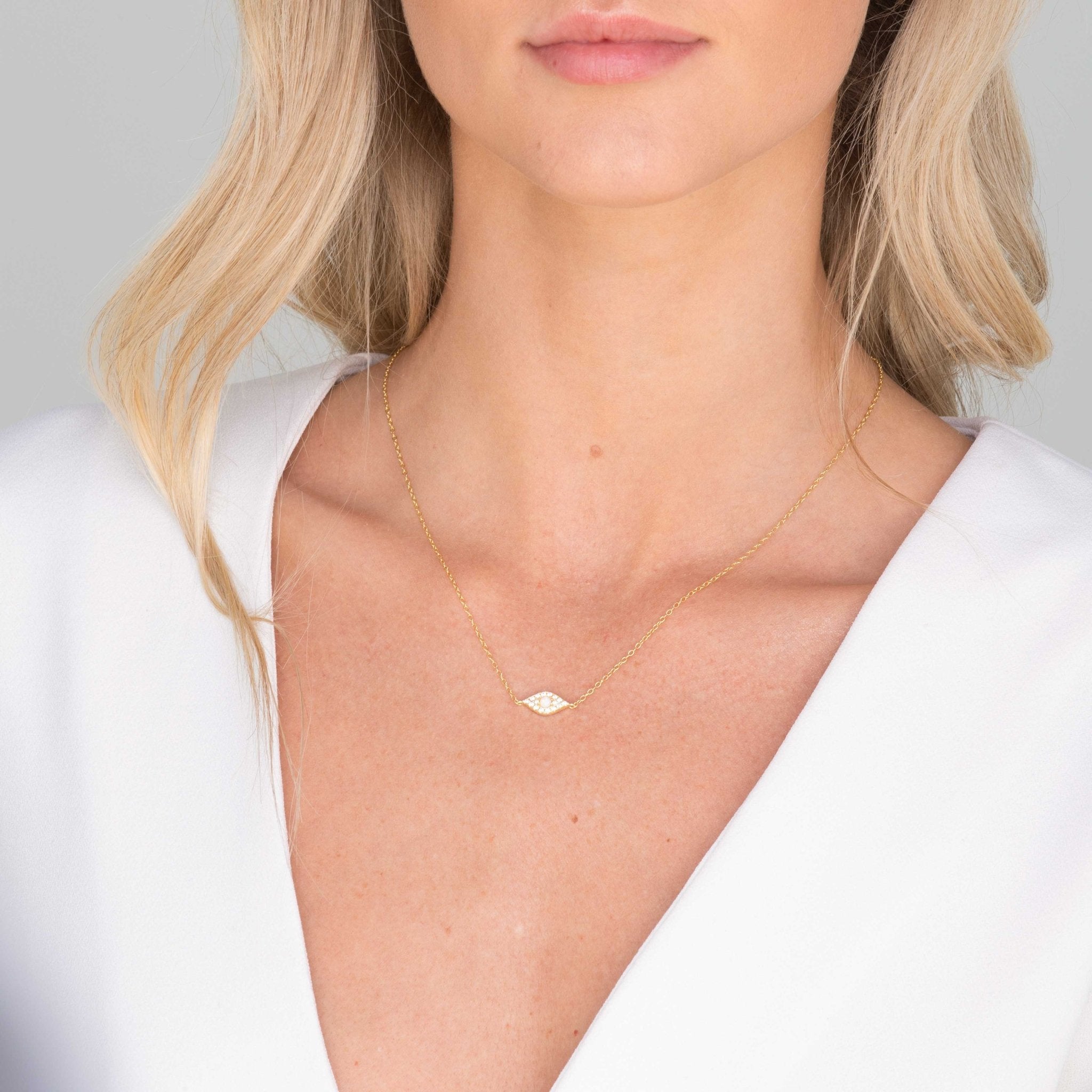 Evil Eye Opal Pave Necklace - Camile & Stone