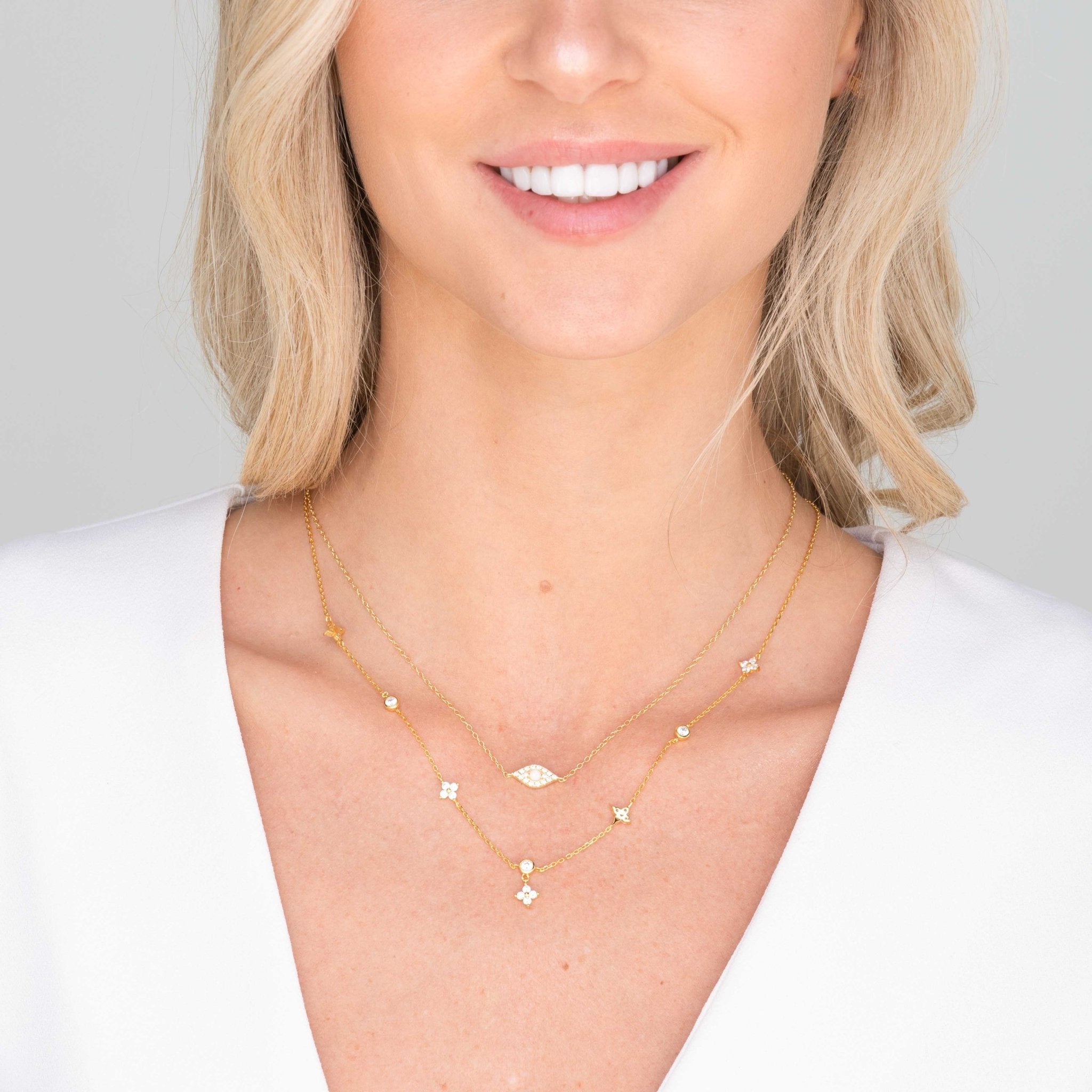 Evil Eye Opal Pave Necklace - Camile & Stone