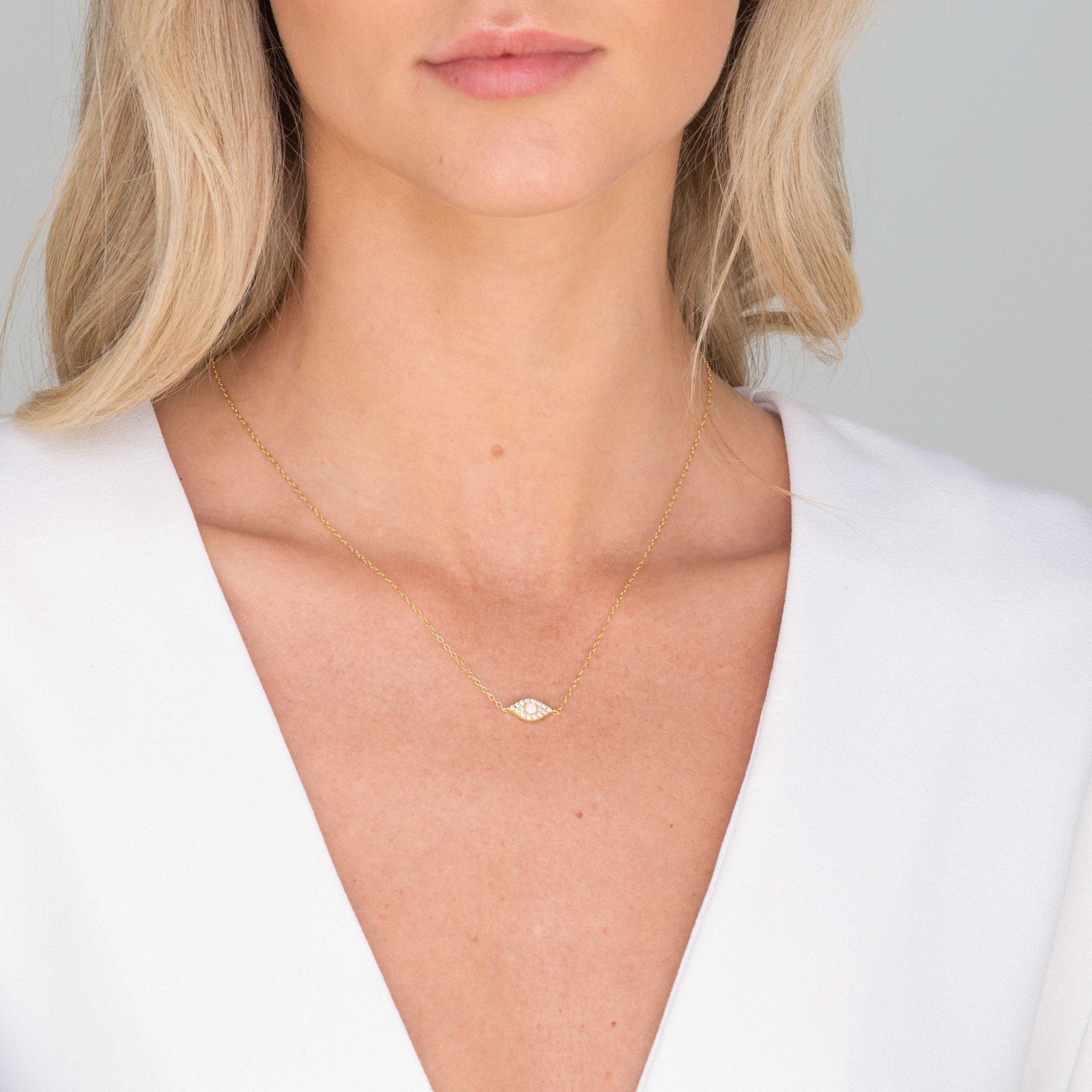 Evil Eye Opal Pave Necklace - Camile & Stone