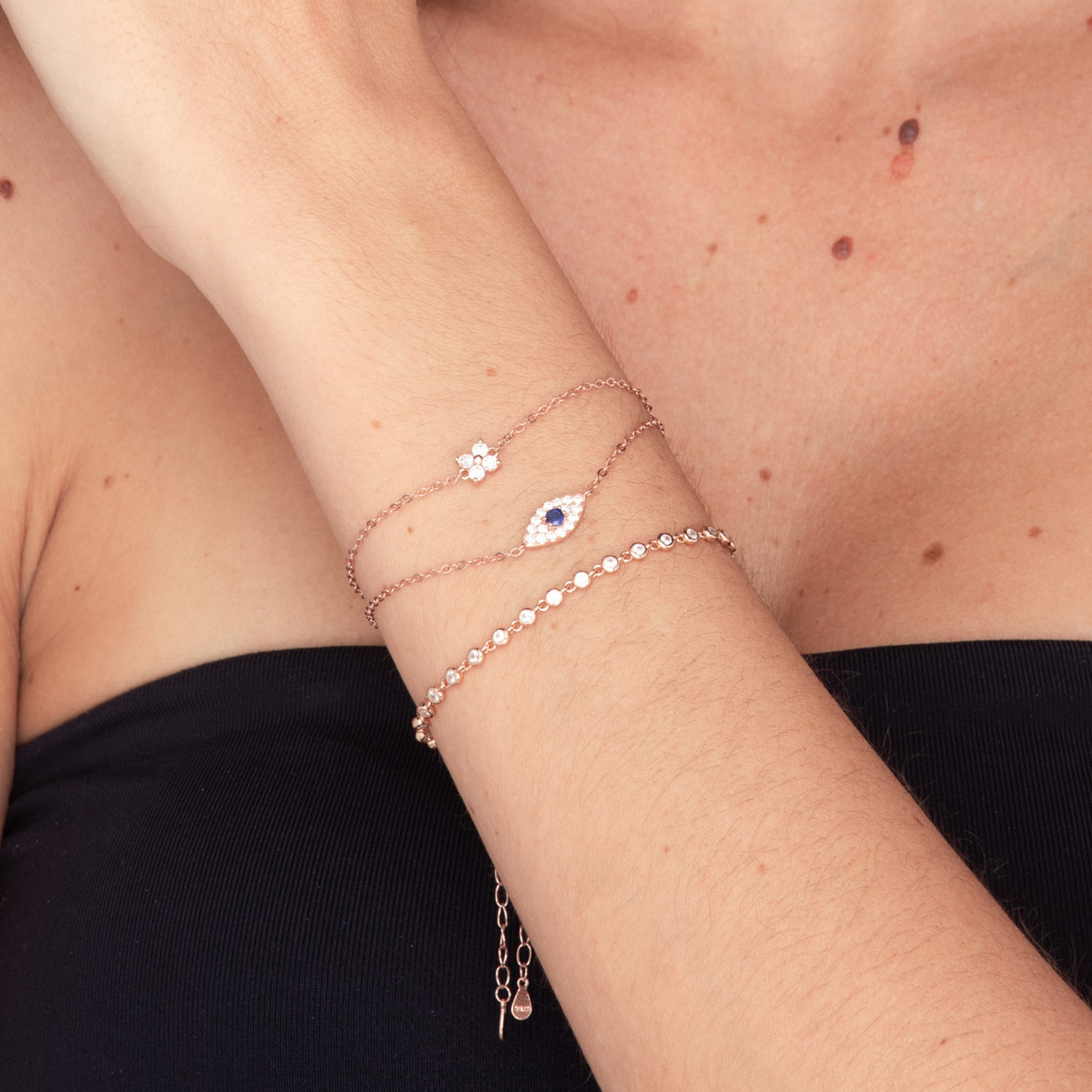 Evil Eye Pave Chain Bracelet - Camile & Stone