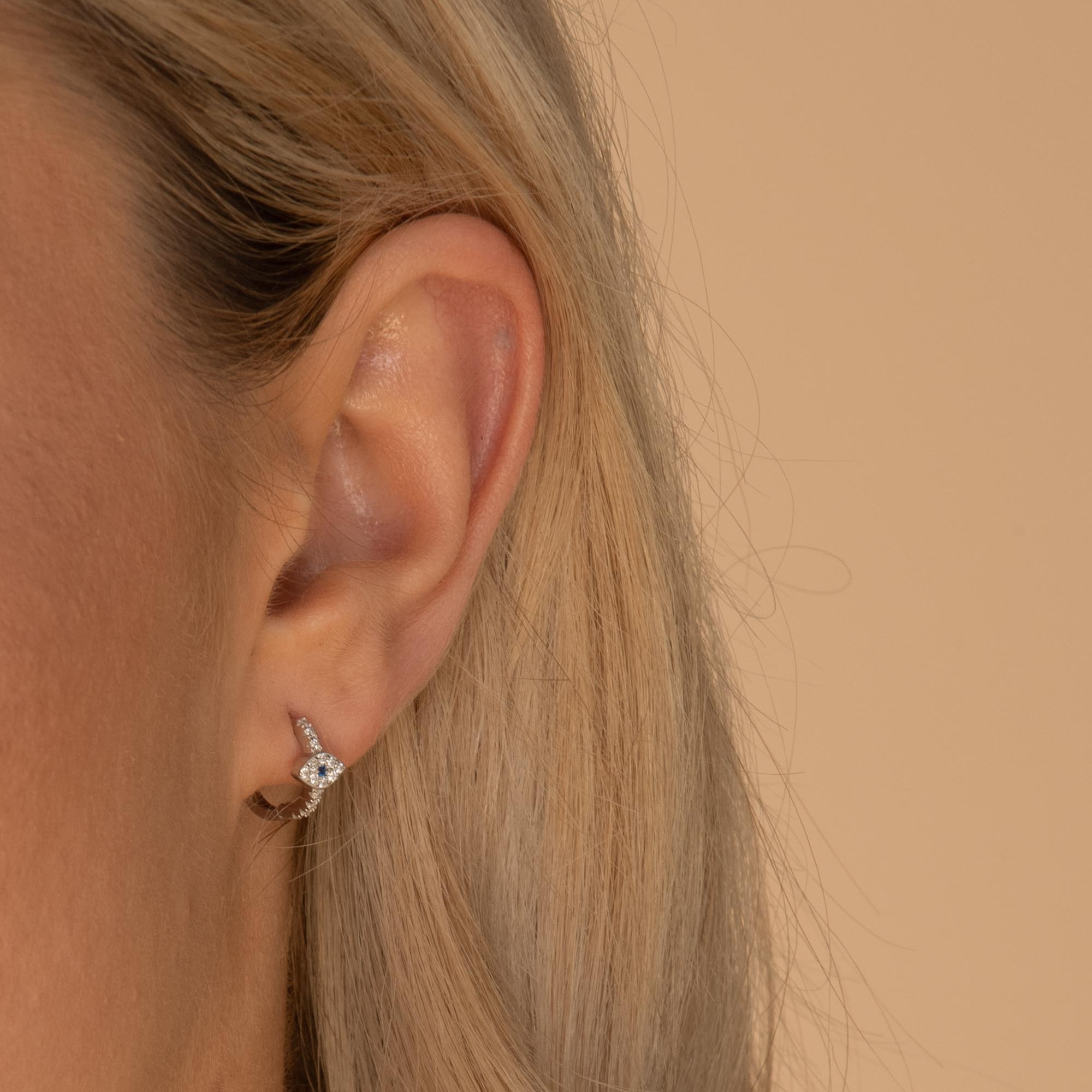 Evil Eye Sapphire Huggie Earrings - Camile & Stone