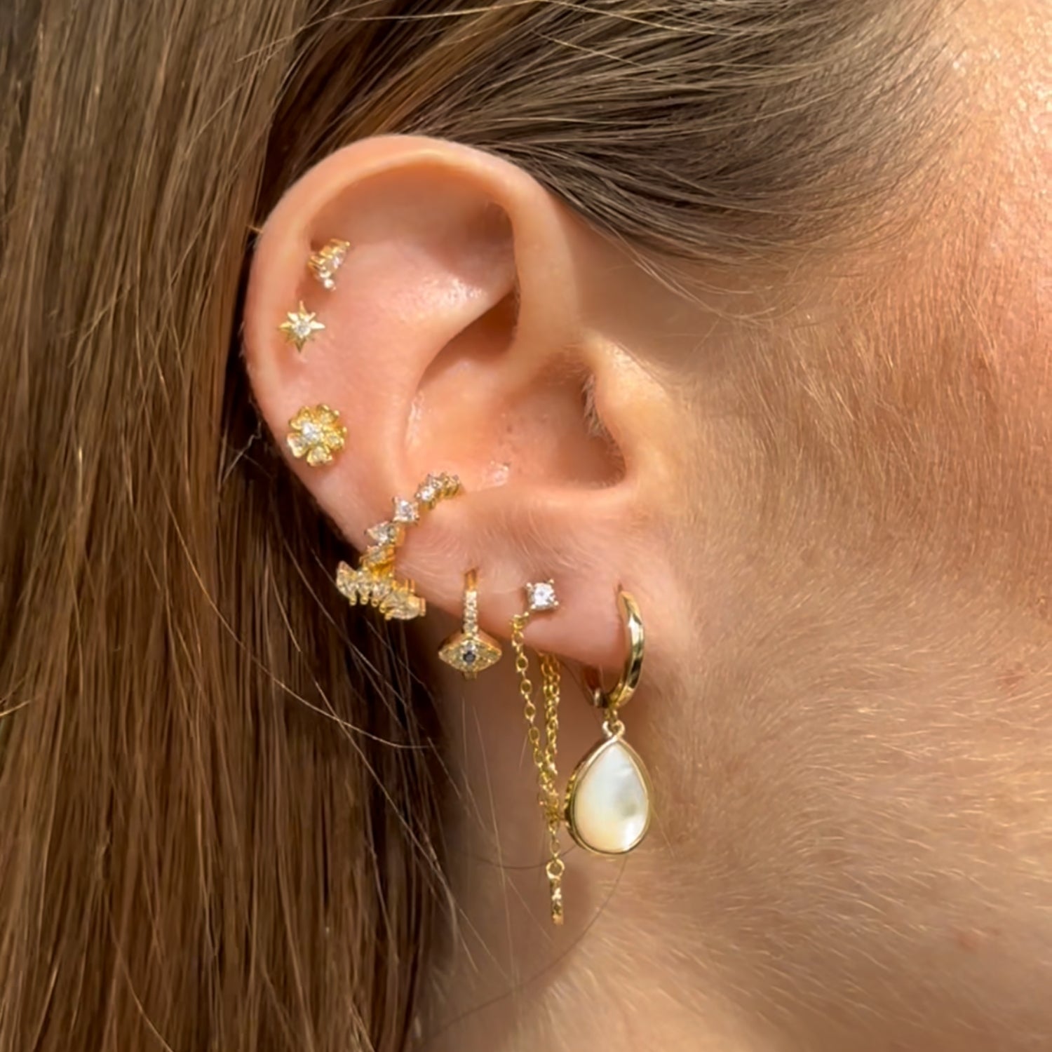 Evil Eye Sapphire Huggie Earrings - Camile & Stone